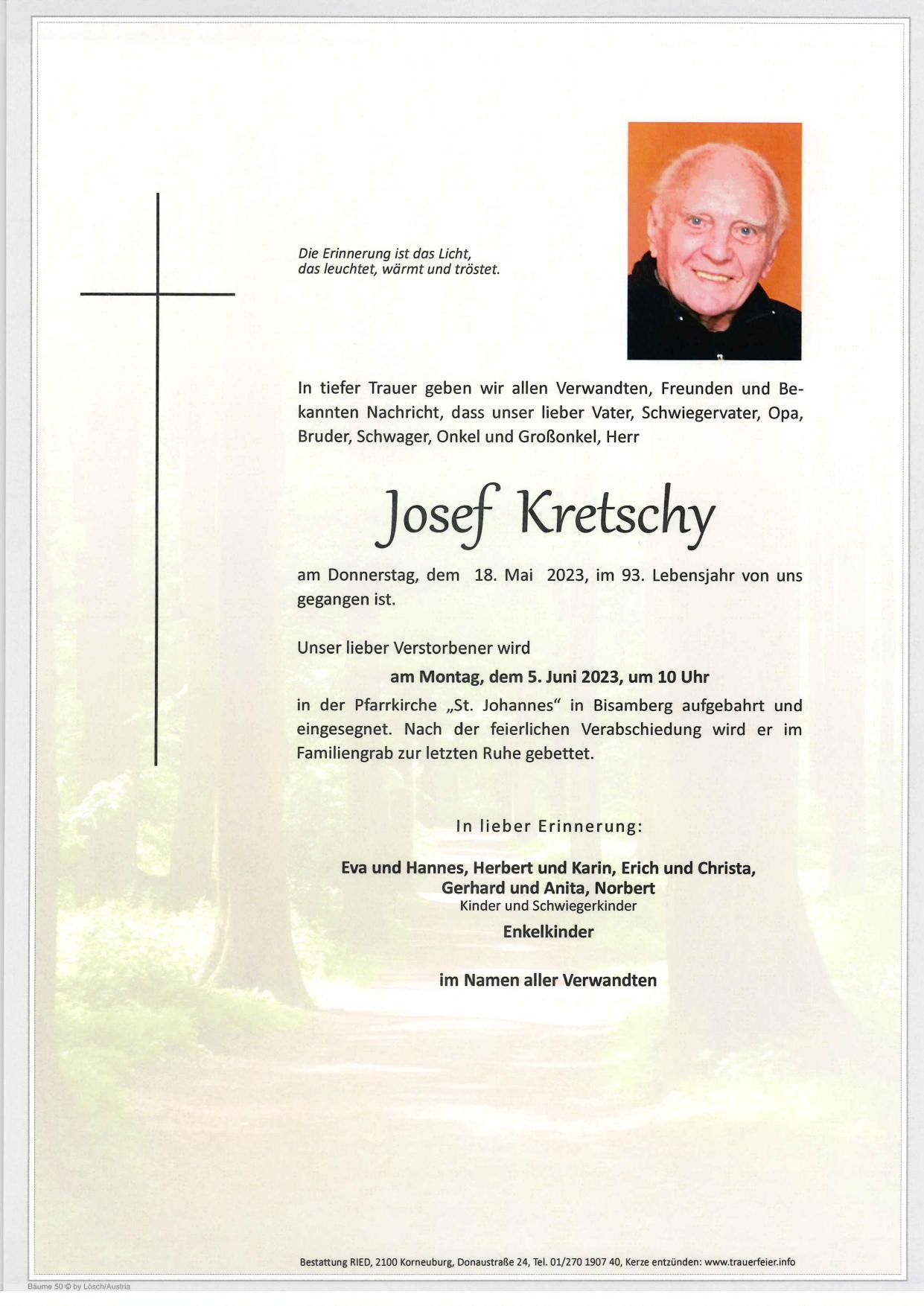 Traueranzeige von Josef Kretschy