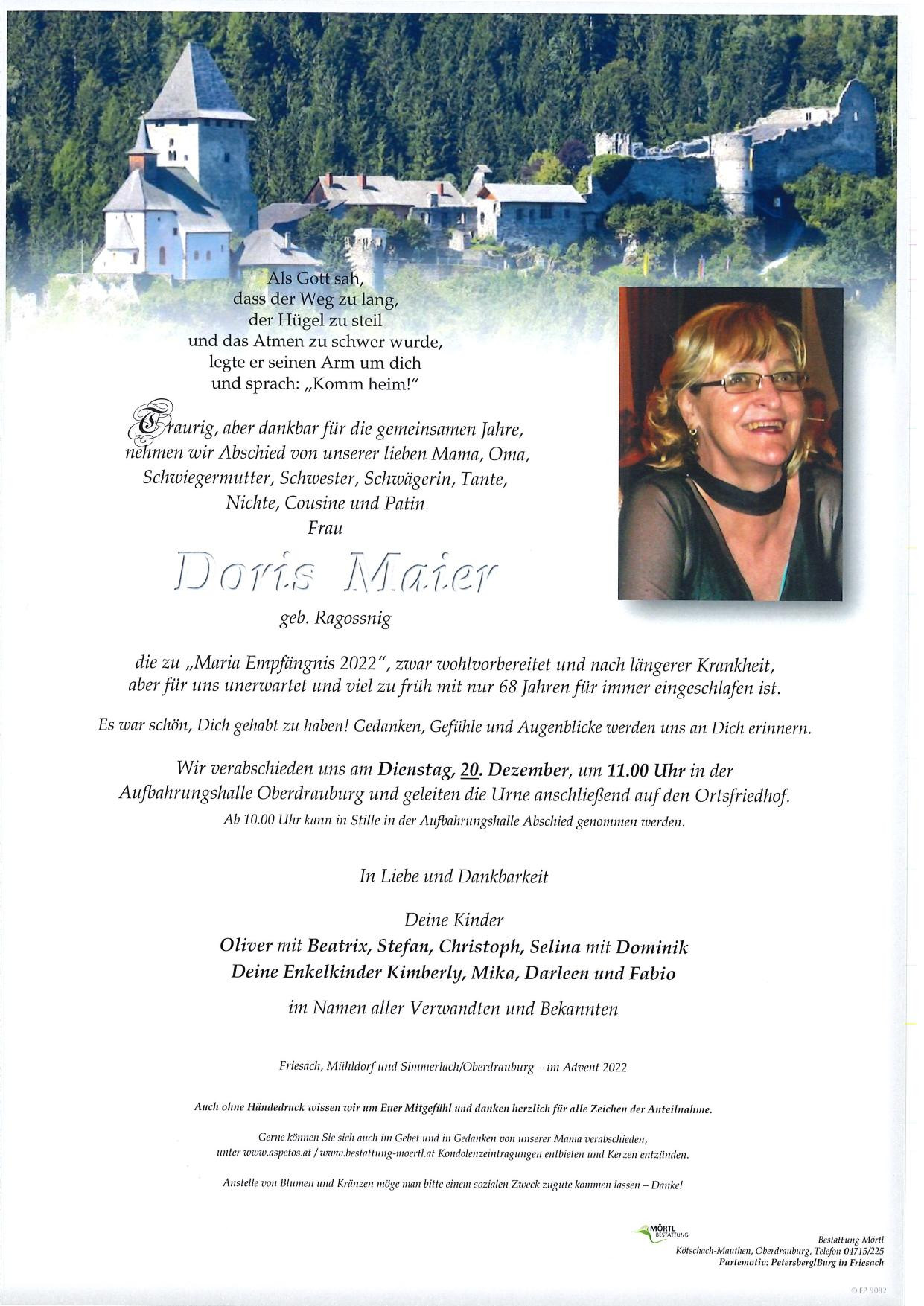Traueranzeige von Doris Maier