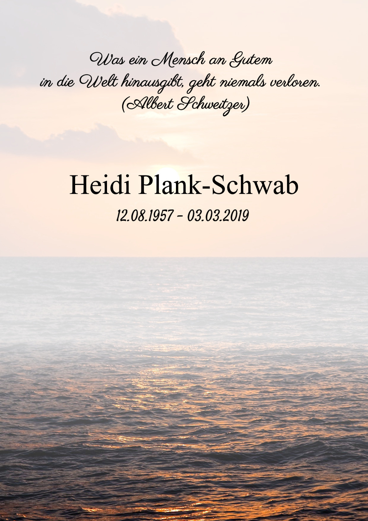 Traueranzeige von Heidi Plank-Schwab