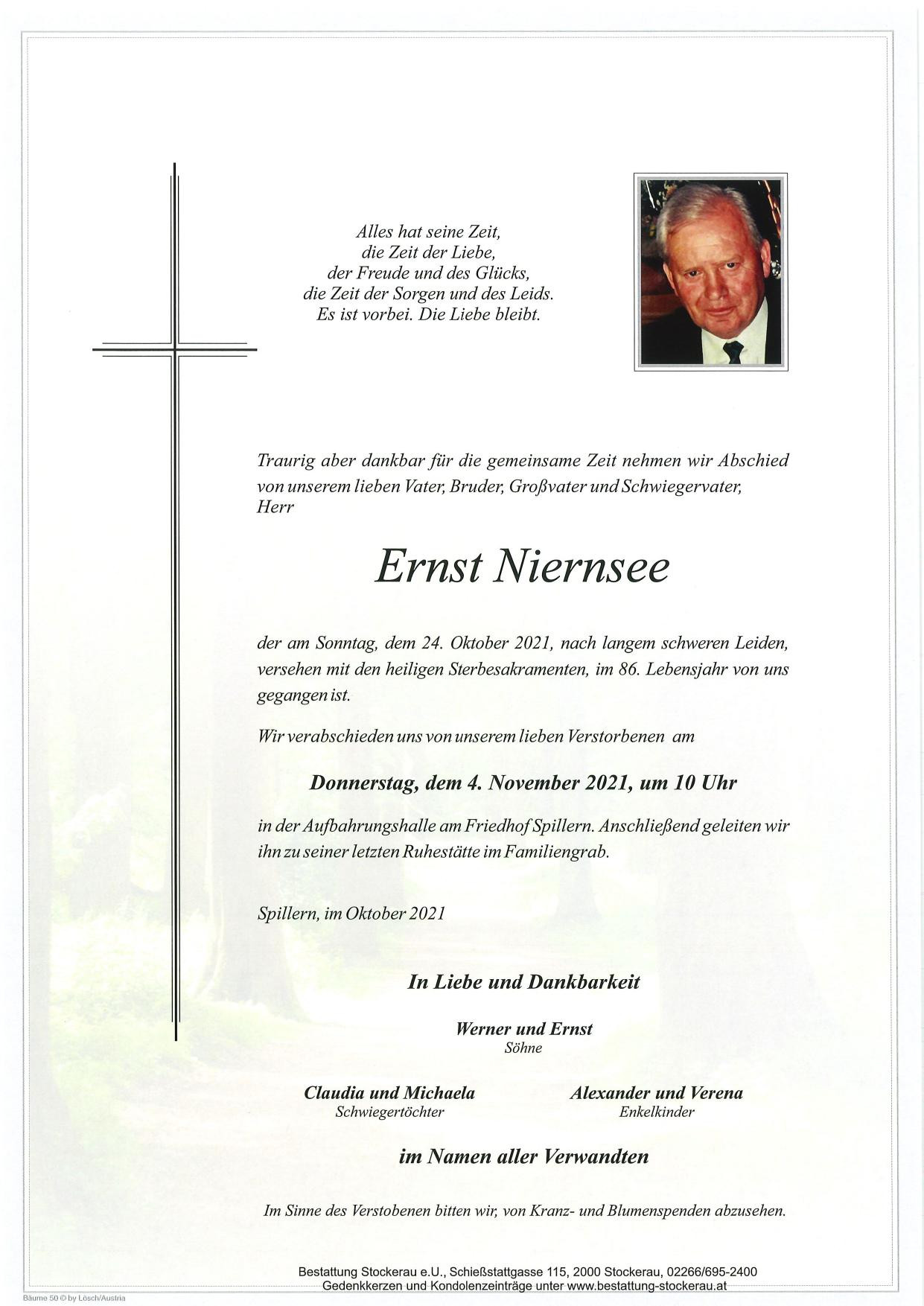 Traueranzeige von Ernst Niernsee