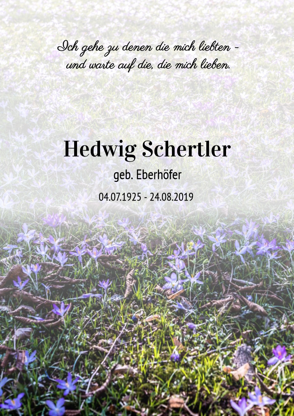 Traueranzeige von Hedwig Schertler