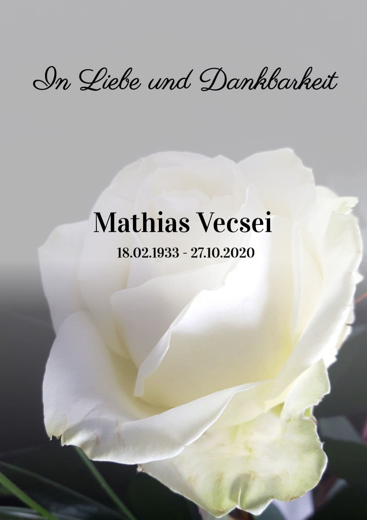 Traueranzeige von Mathias Vecsei