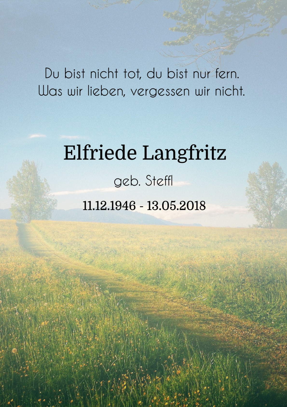 Traueranzeige von Elfriede Langfritz