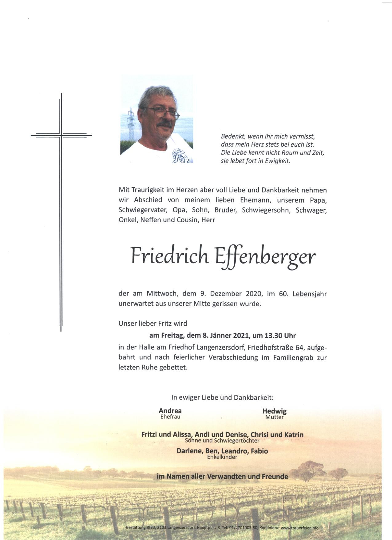 Traueranzeige von Friedrich Effenberger