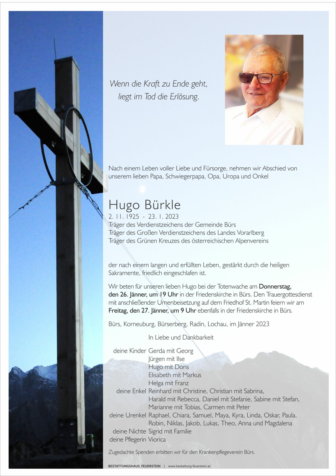 Traueranzeige von Hugo Bürkle