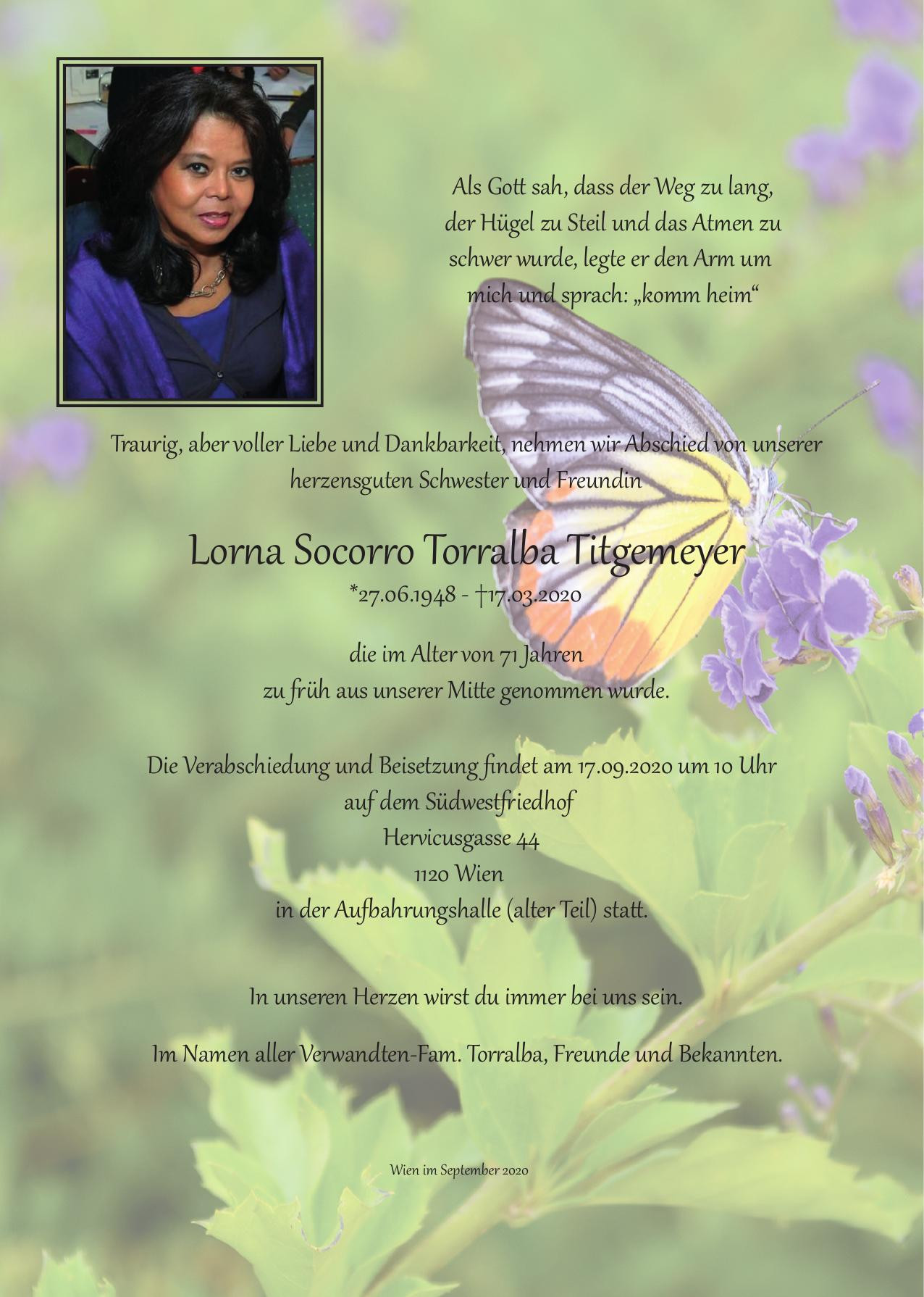 Traueranzeige von Lorna Socorro Titgemeyer