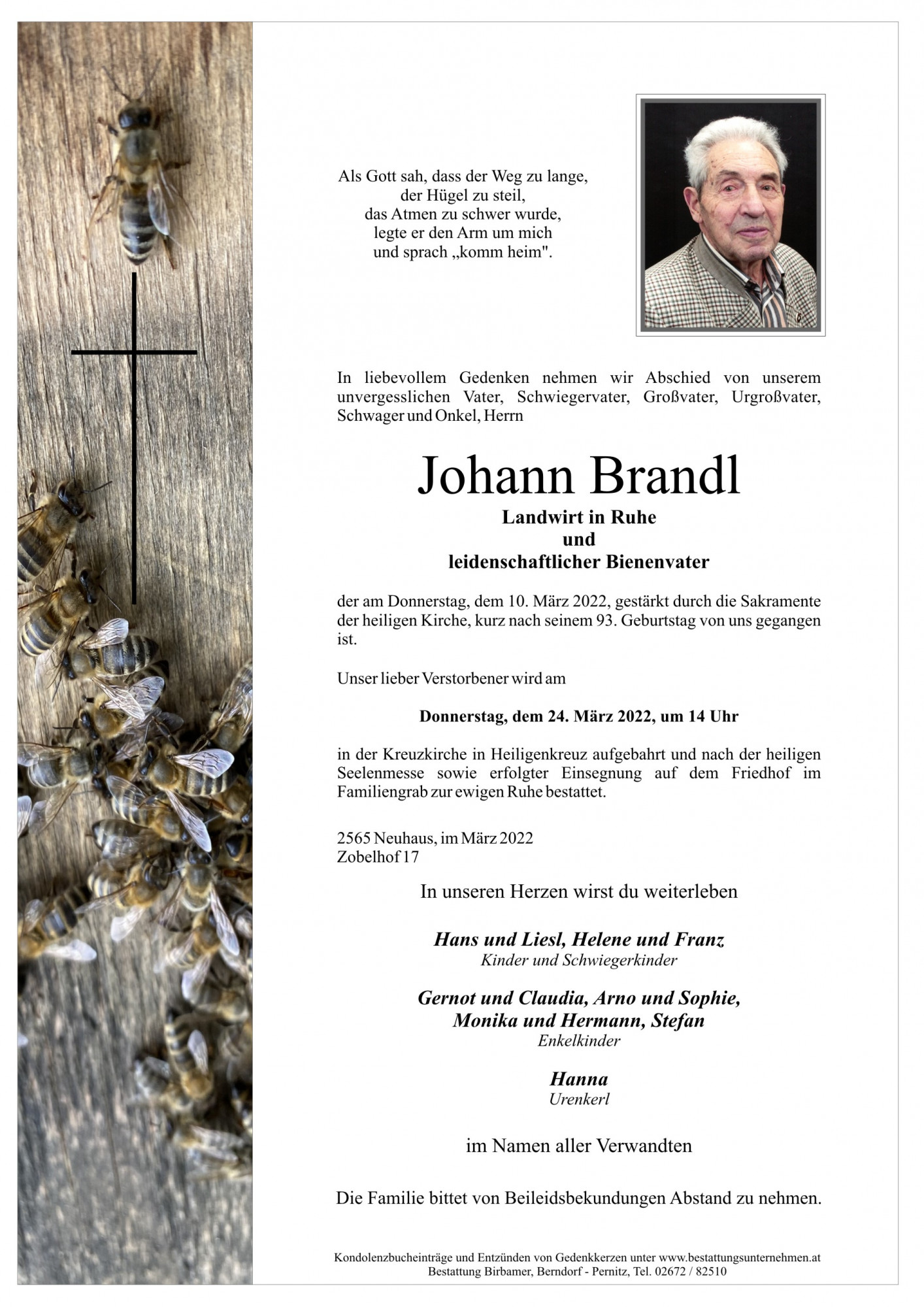 Traueranzeige von Johann Brandl