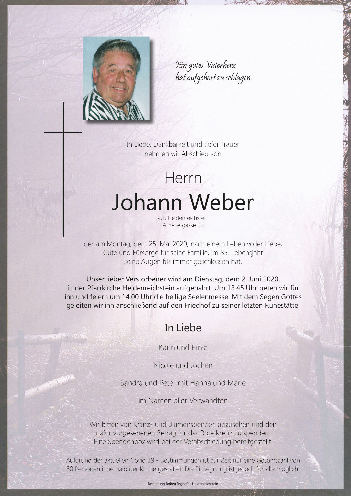 Traueranzeige von Johann Weber