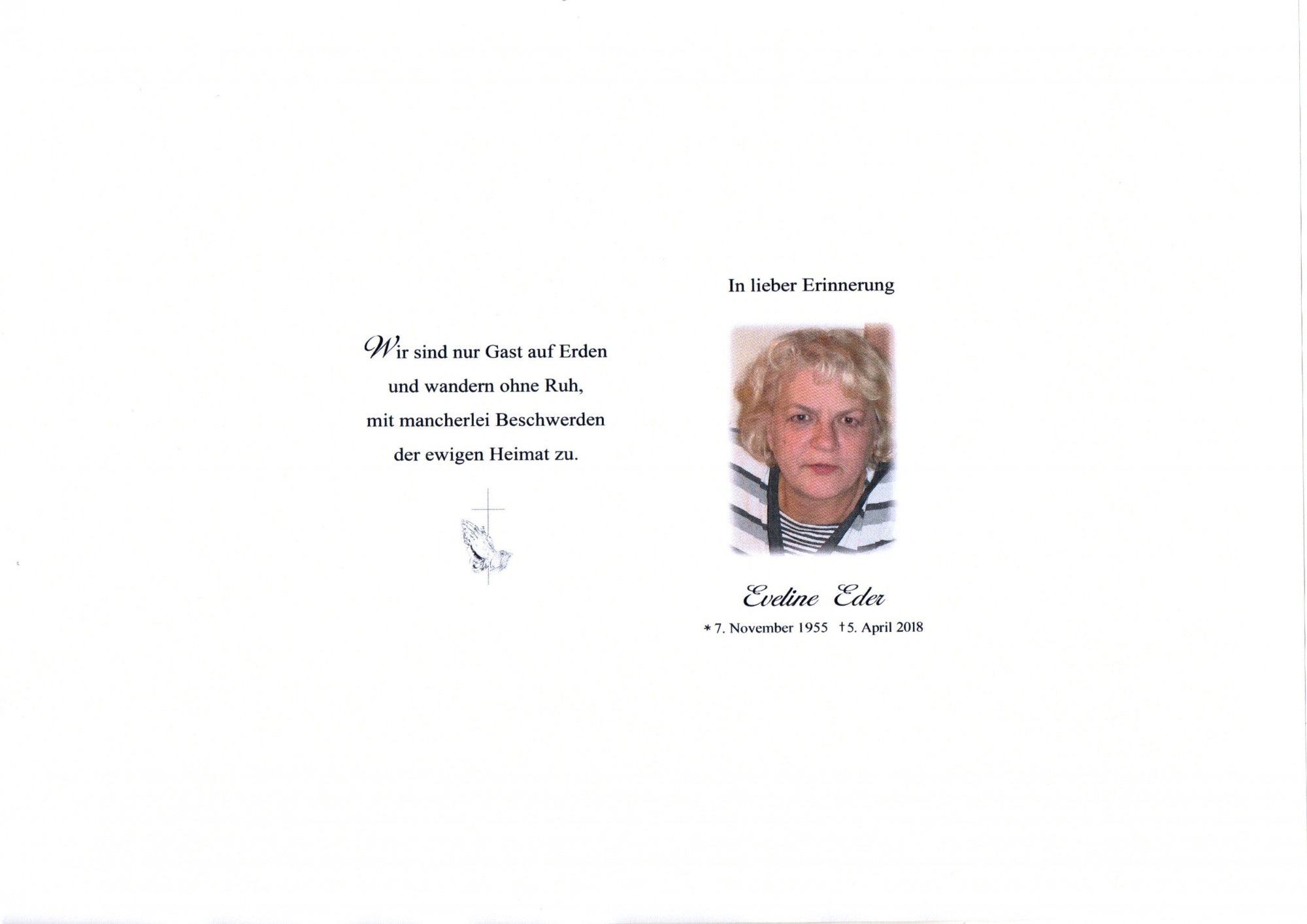 Traueranzeige von Eveline Eder