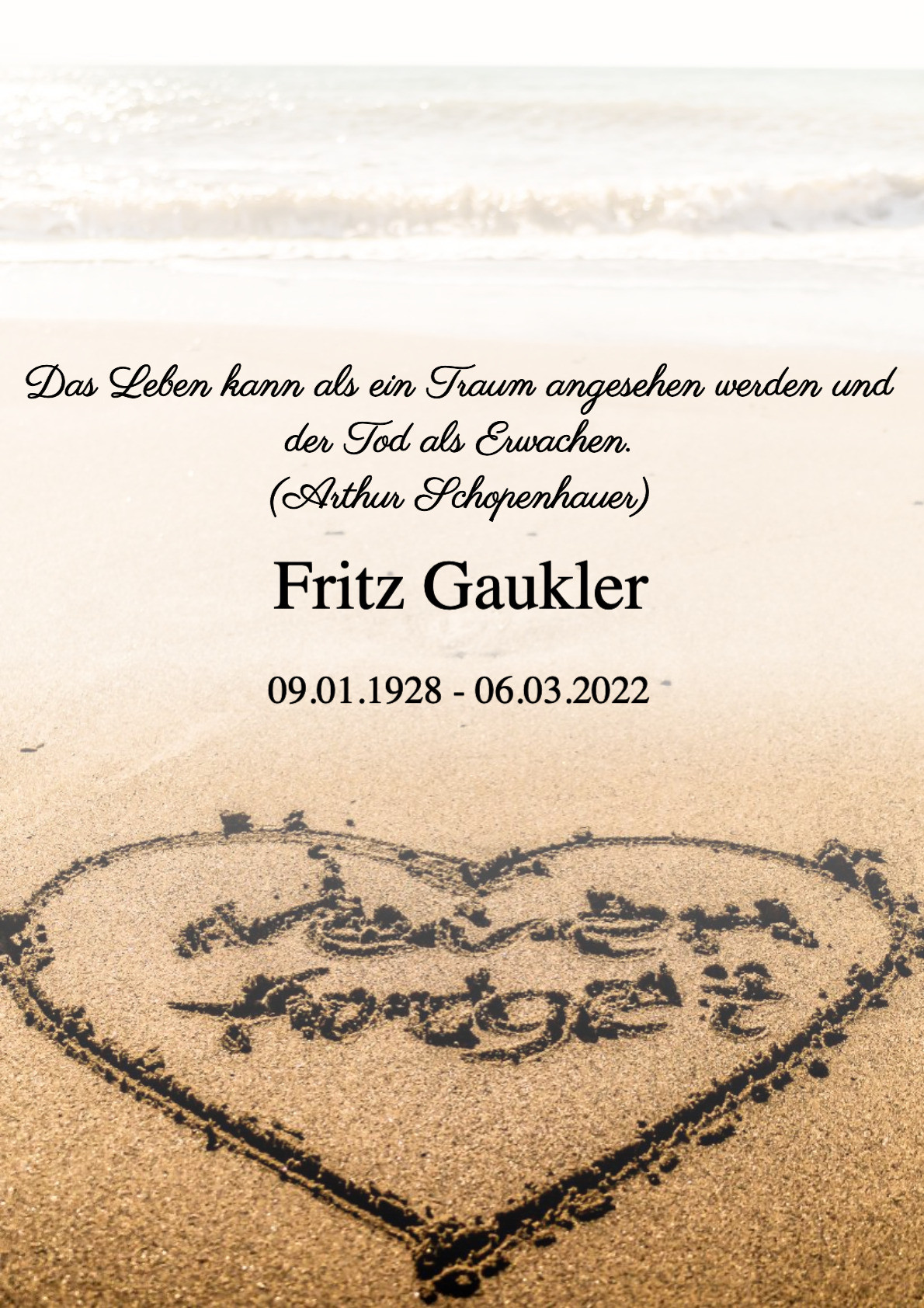 Traueranzeige von Fritz Gaukler