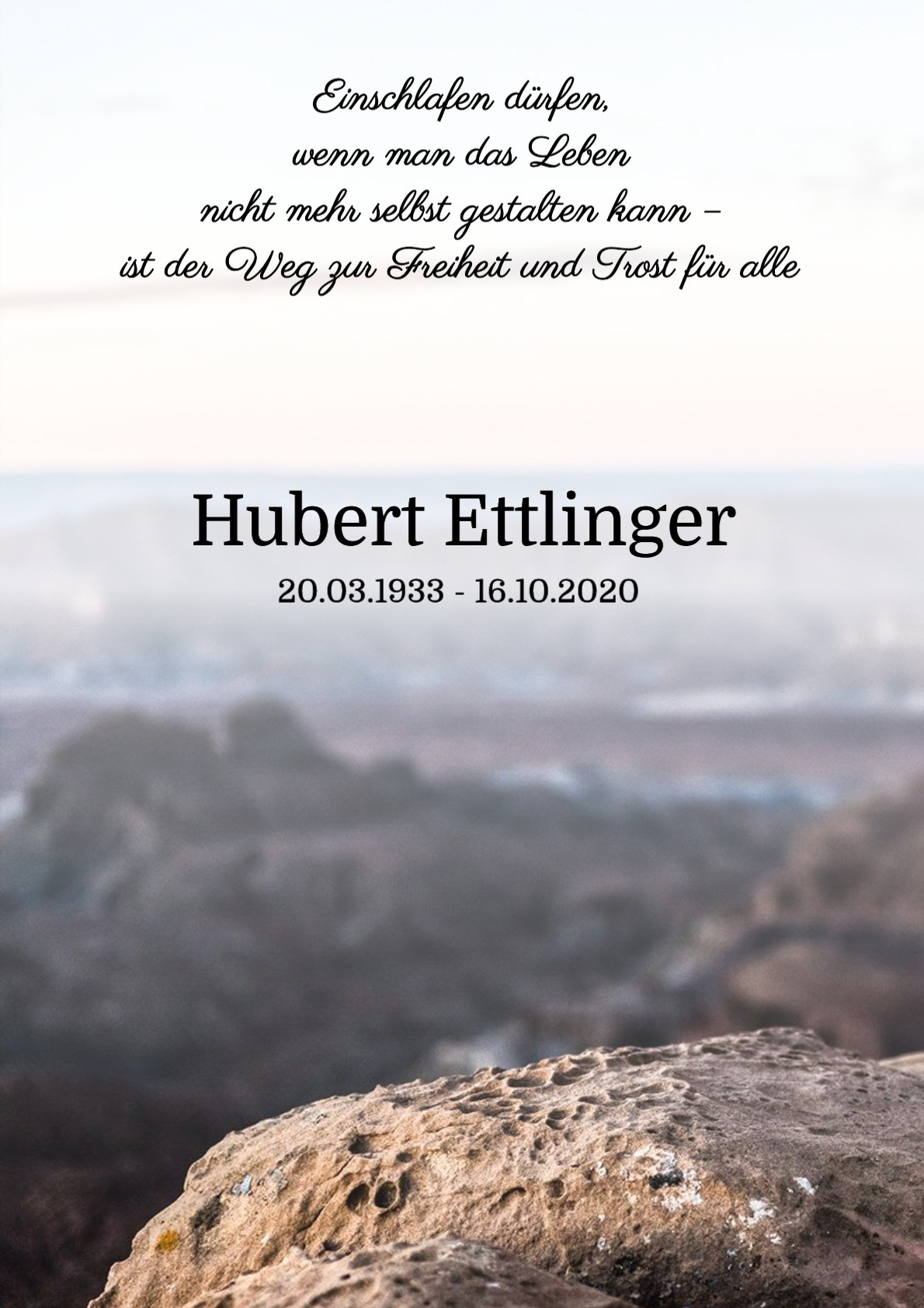 Traueranzeige von Hubert Ettlinger