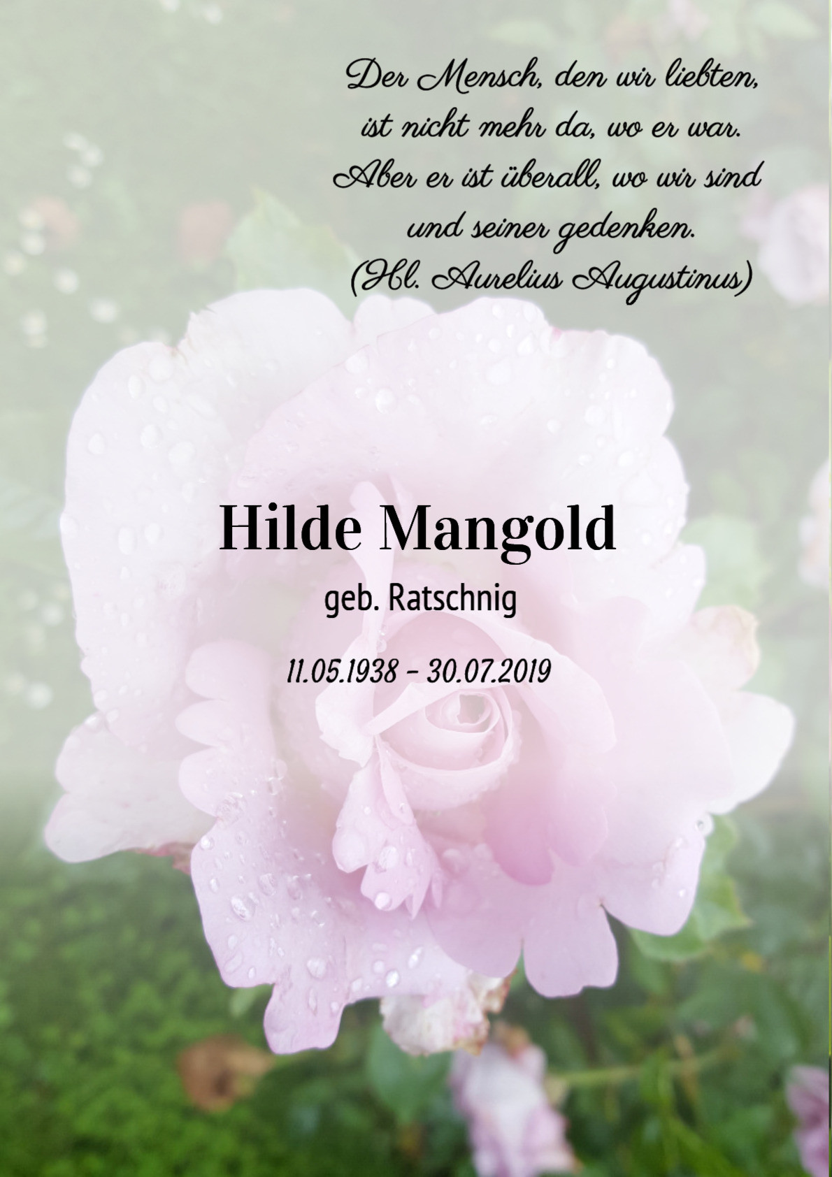 Traueranzeige von Hilde Mangold
