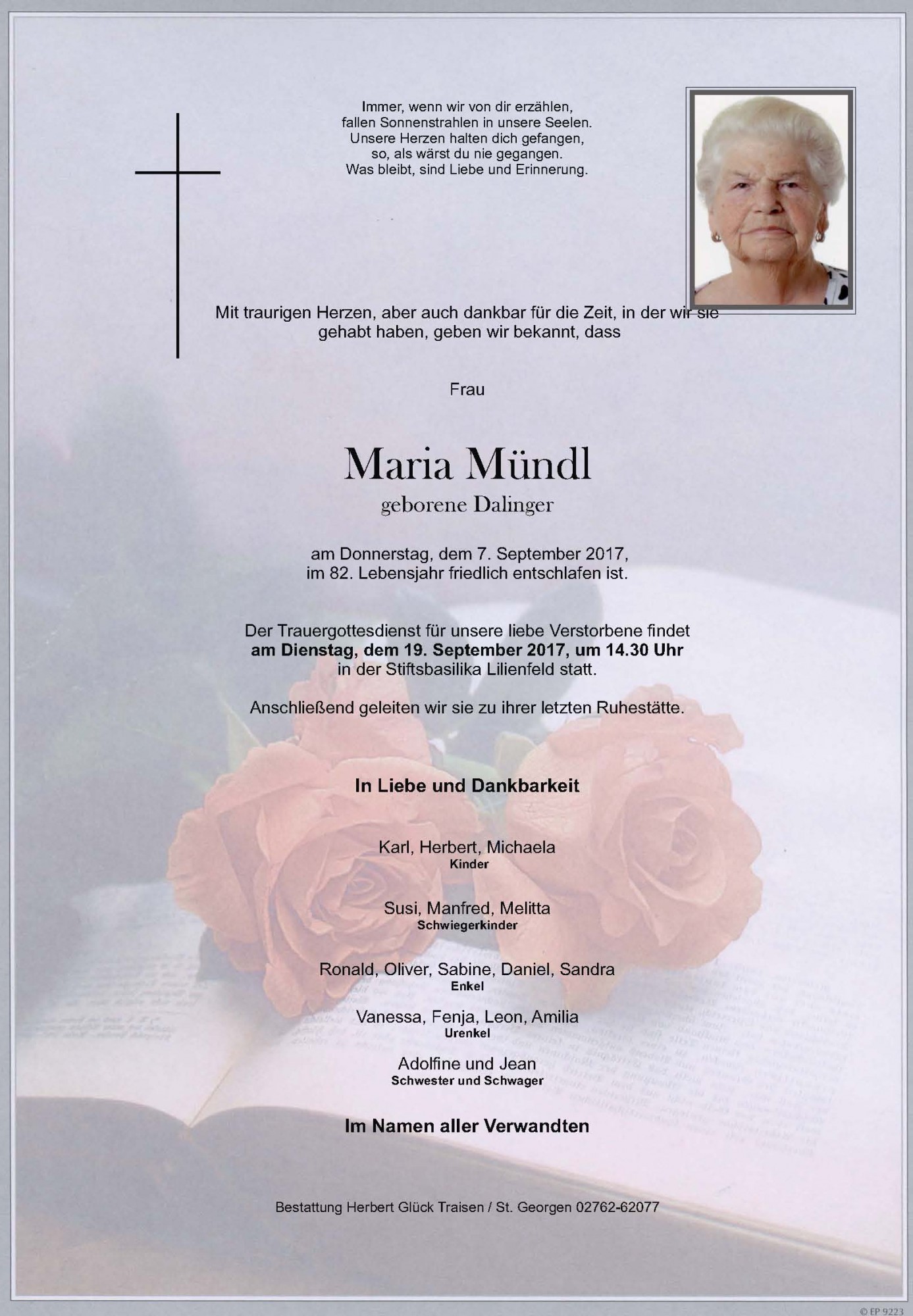 Traueranzeige von Maria Mündl