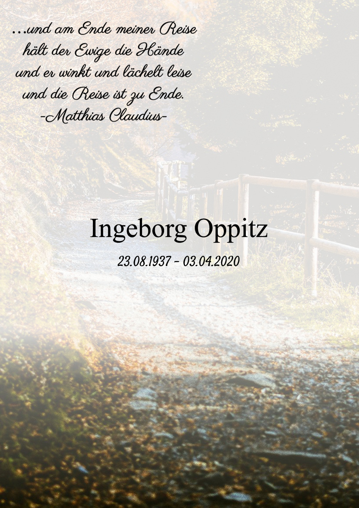 Traueranzeige von Ingeborg Oppitz
