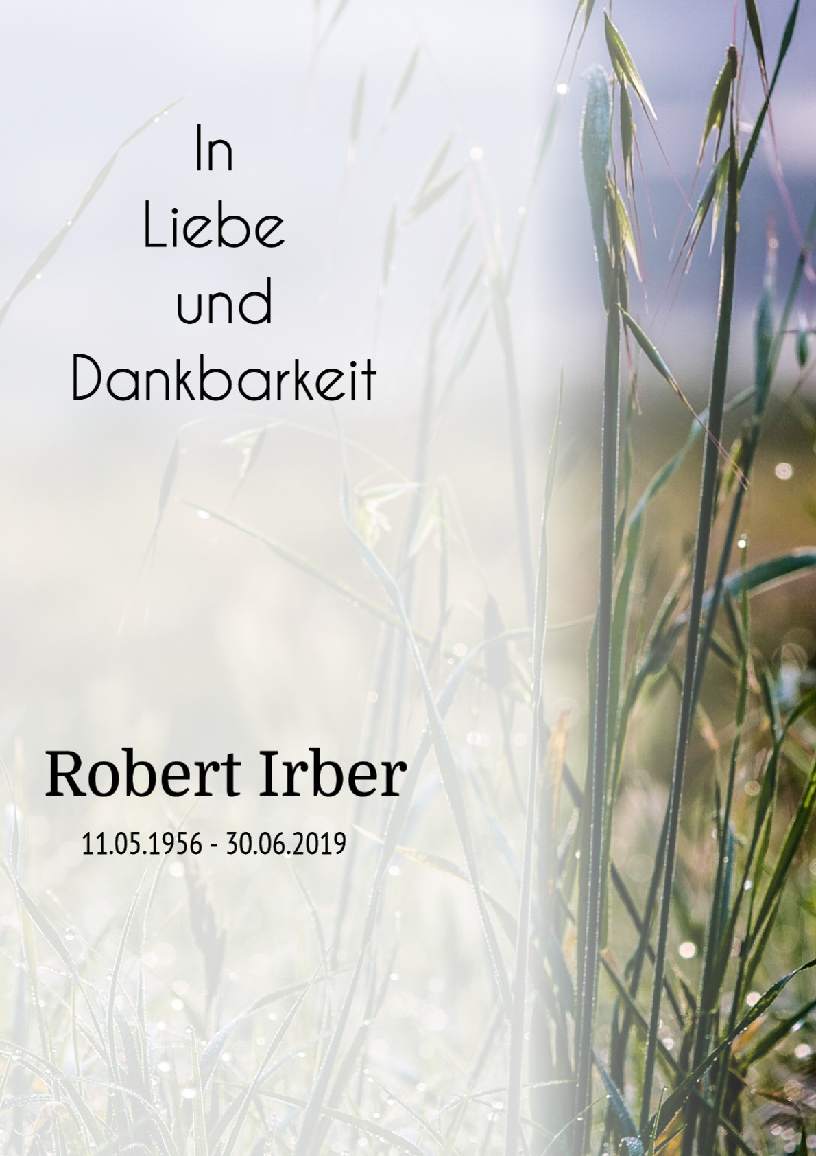 Traueranzeige von Robert Irber