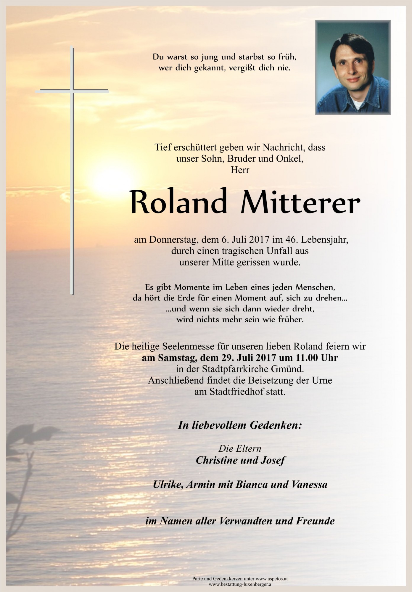 Traueranzeige von Roland Mitterer