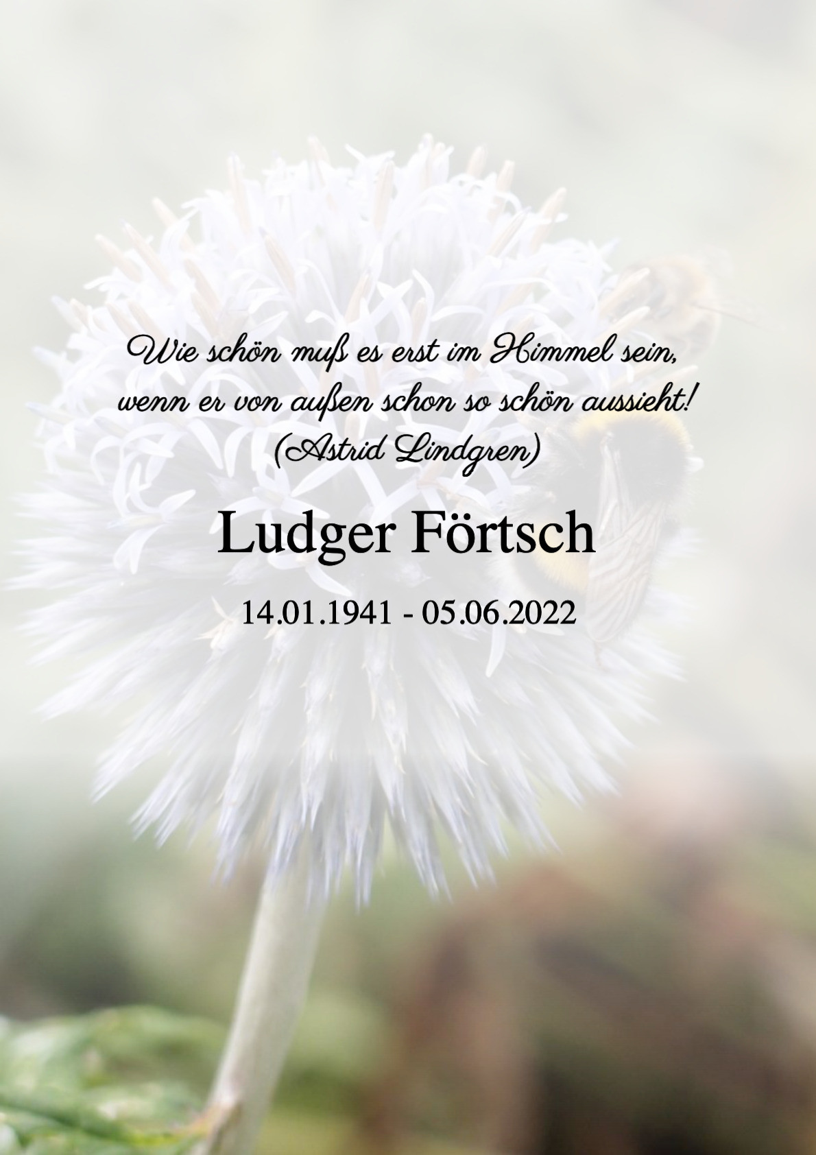 Traueranzeige von Ludger Förtsch