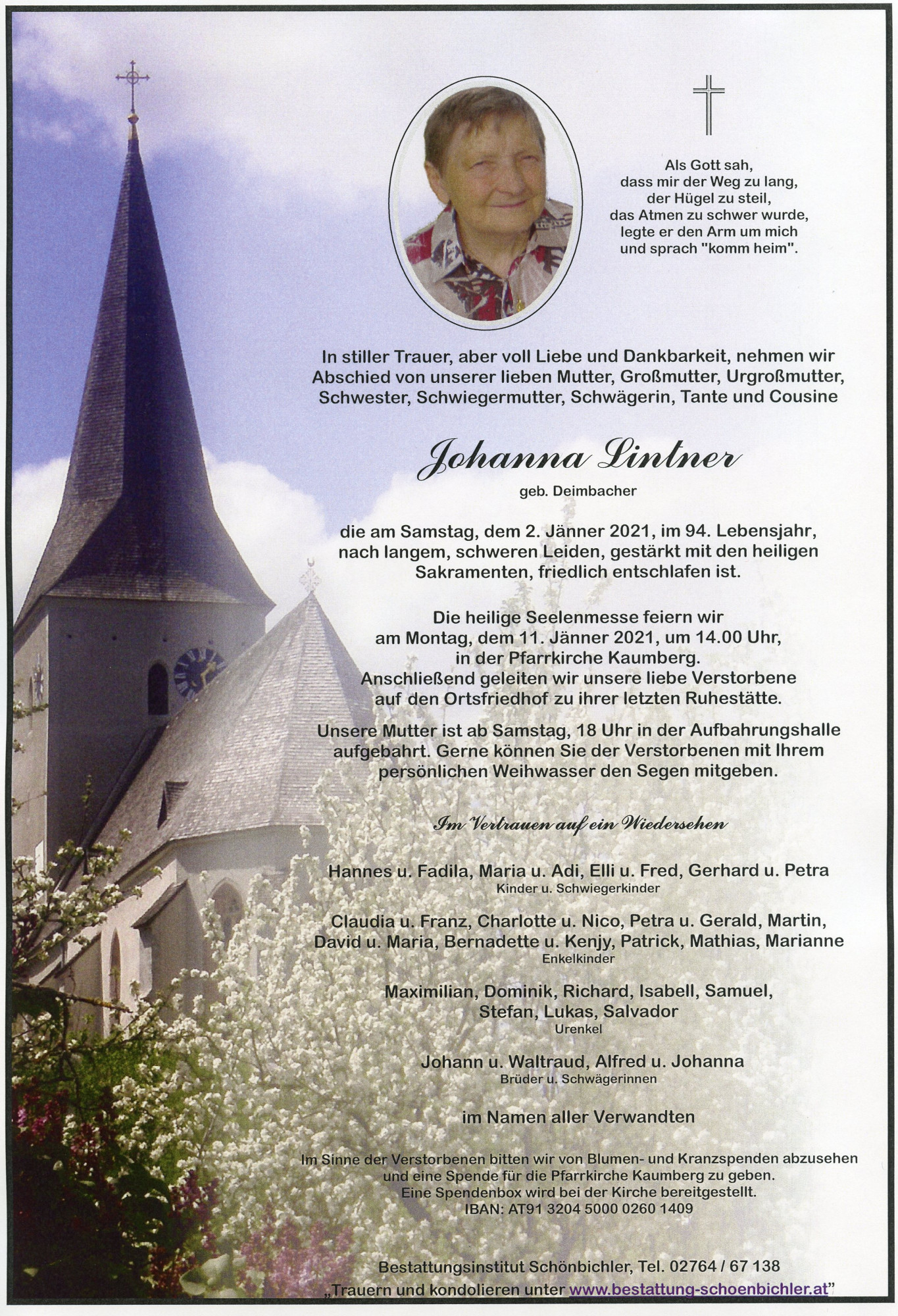 Traueranzeige von Johanna Lintner