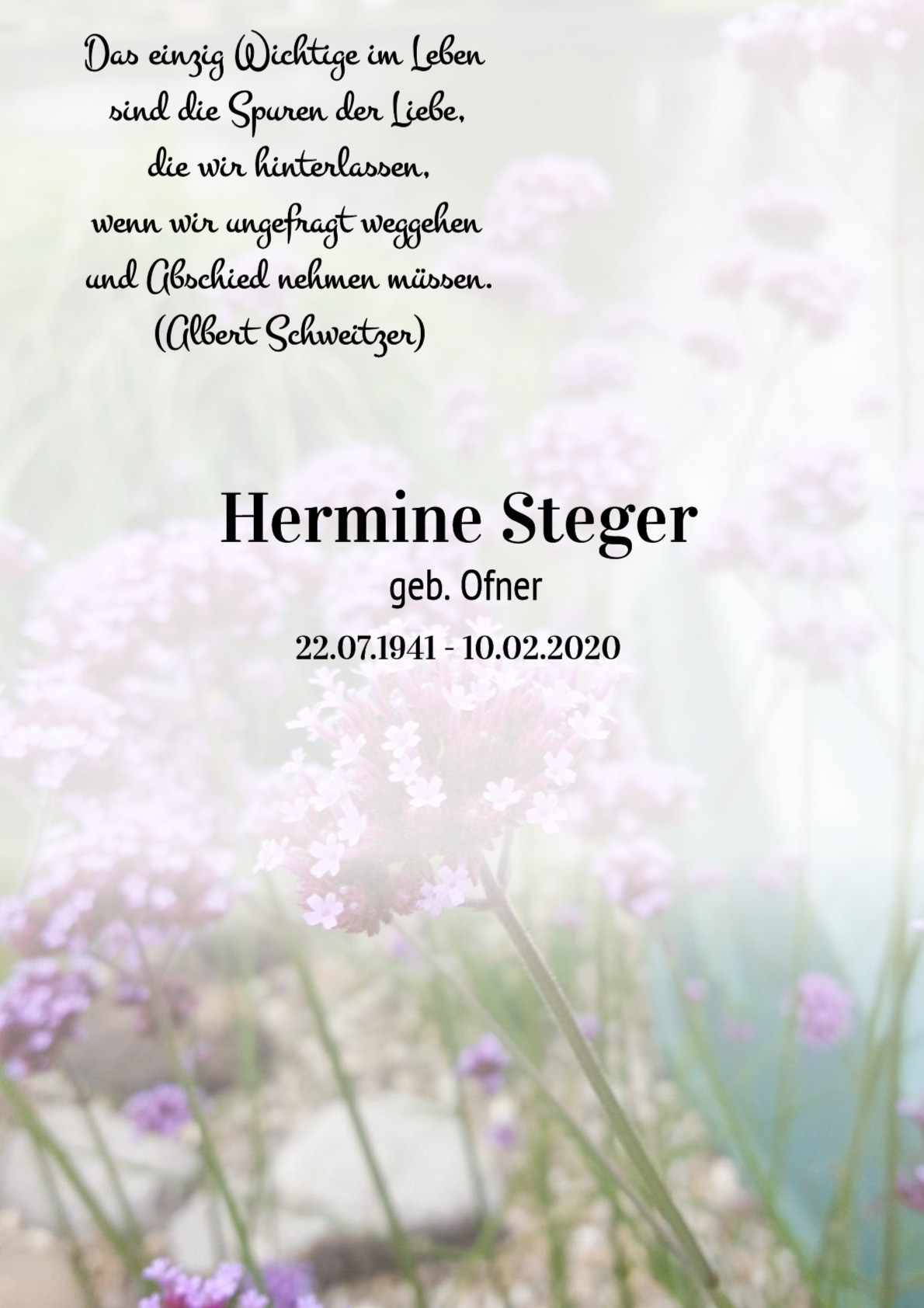 Traueranzeige von Hermine Steger
