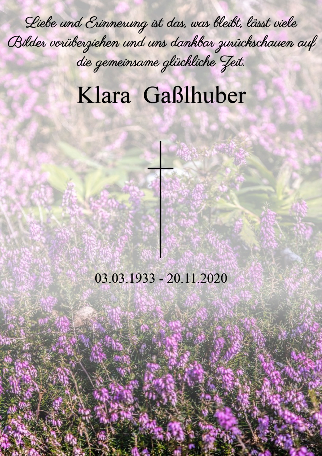 Traueranzeige von Klara Gaßlhuber
