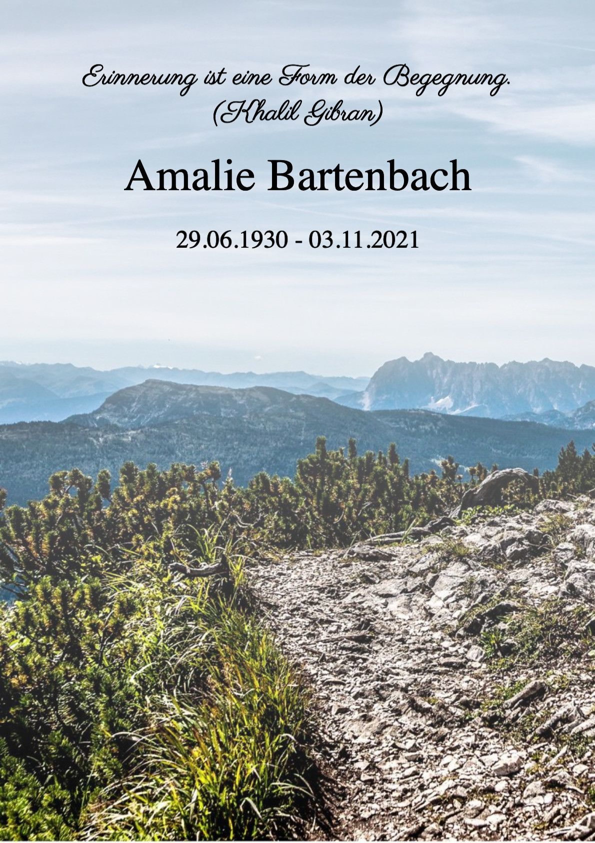 Traueranzeige von Amalie Bartenbach