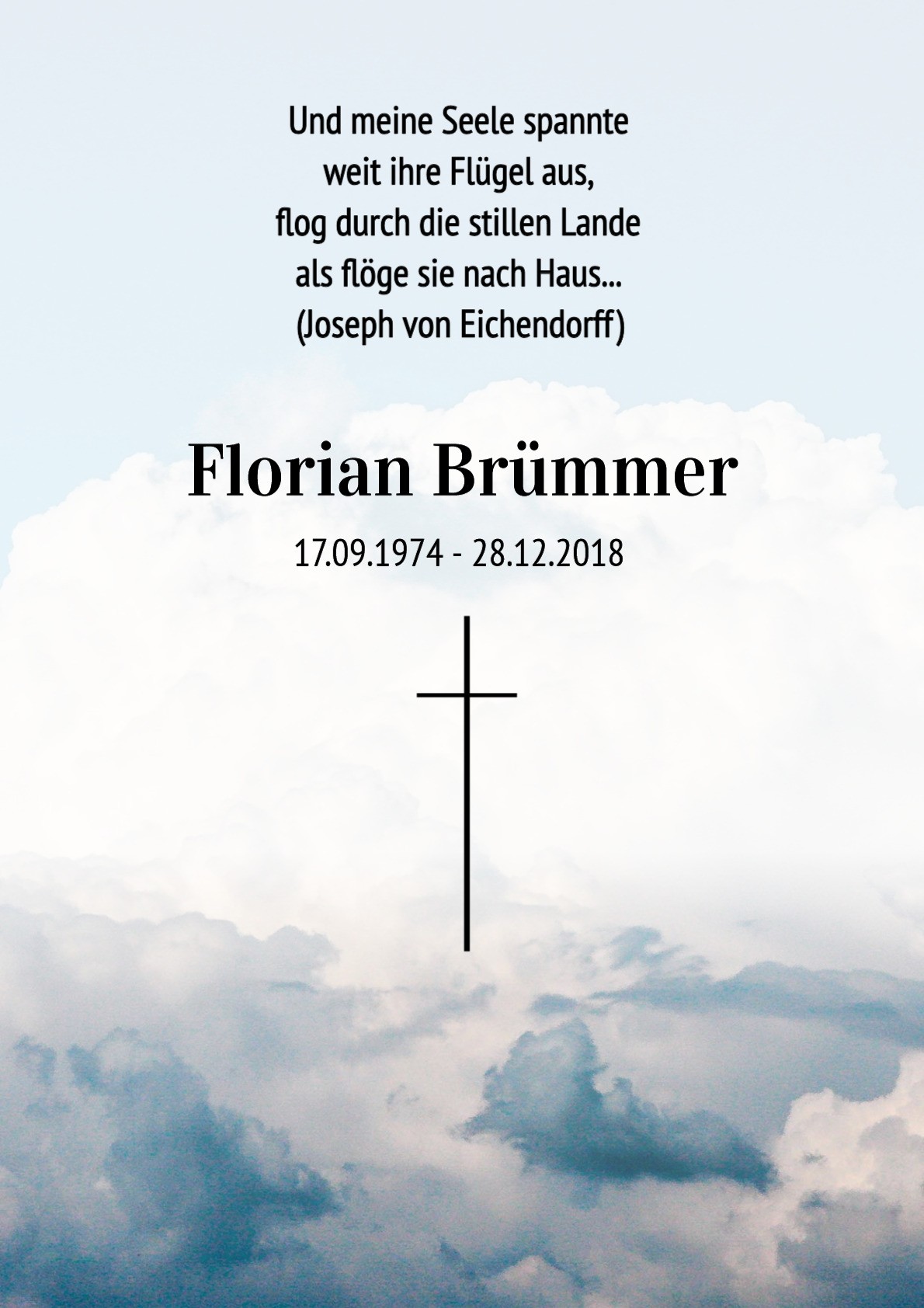 Traueranzeige von Florian Brümmer