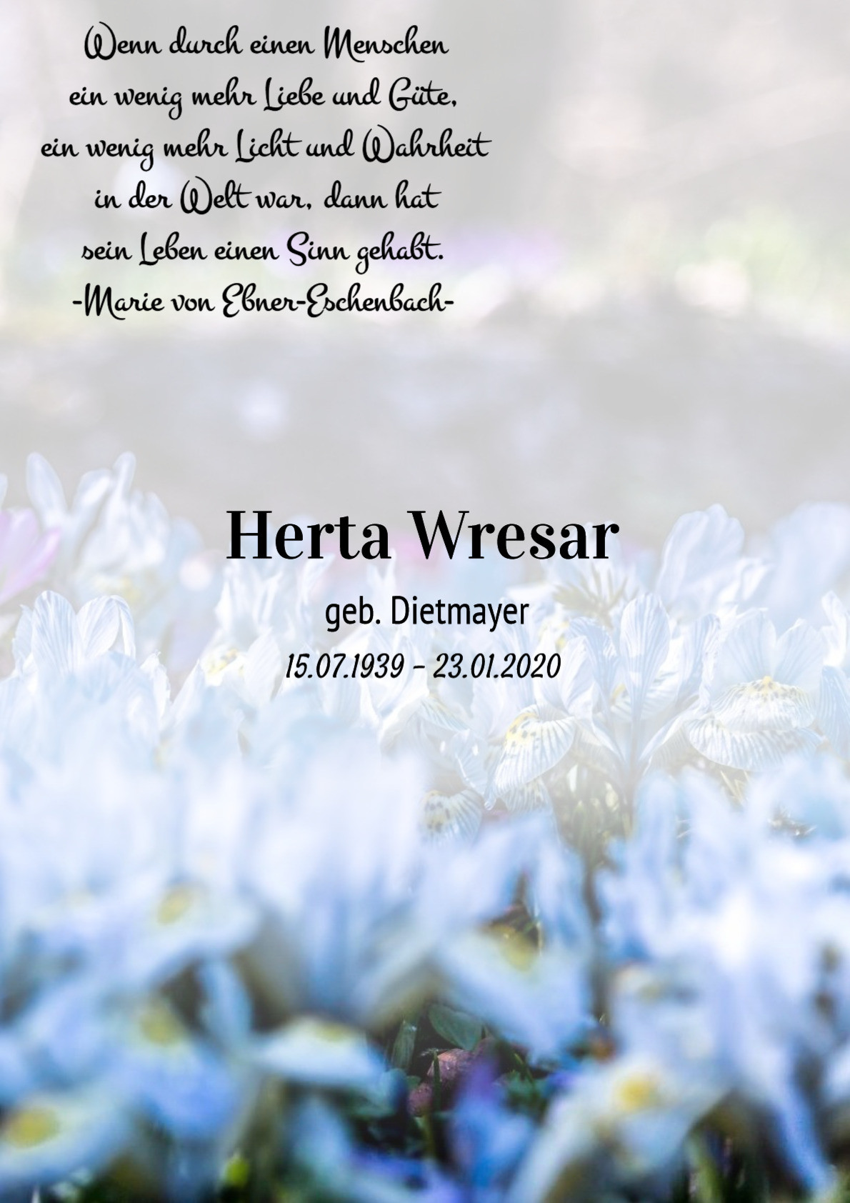 Traueranzeige von Herta Wresar