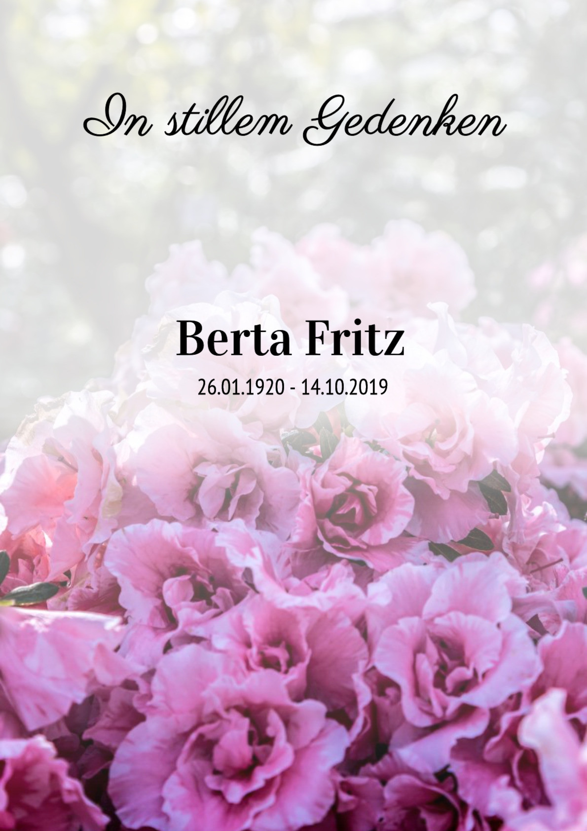 Traueranzeige von Berta Fritz