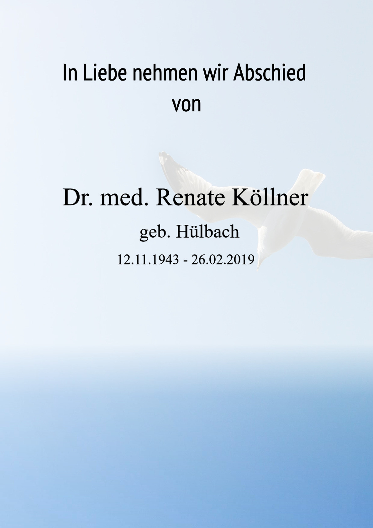 Traueranzeige von Dr. med. Renate Köllner