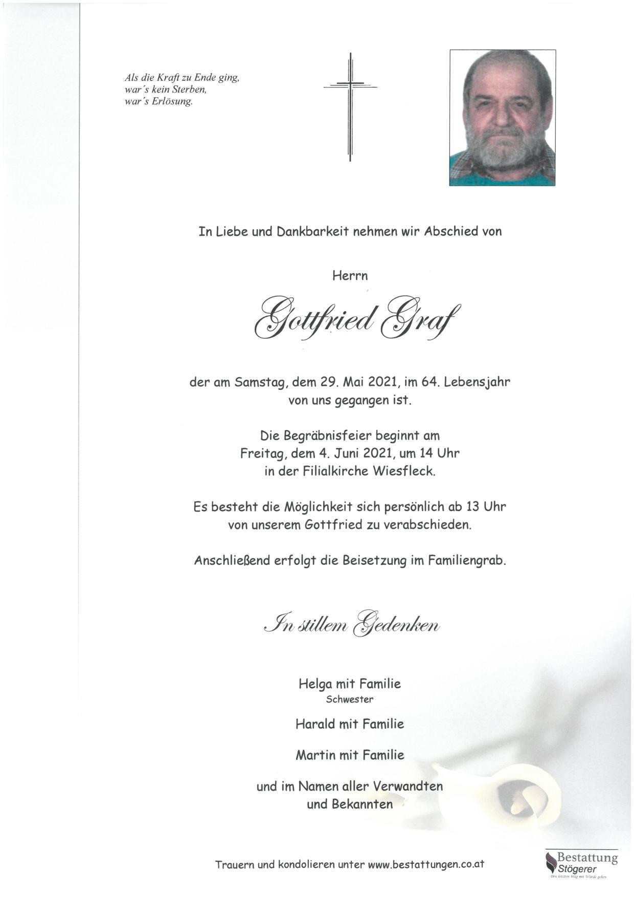 Traueranzeige von Gottfried Graf
