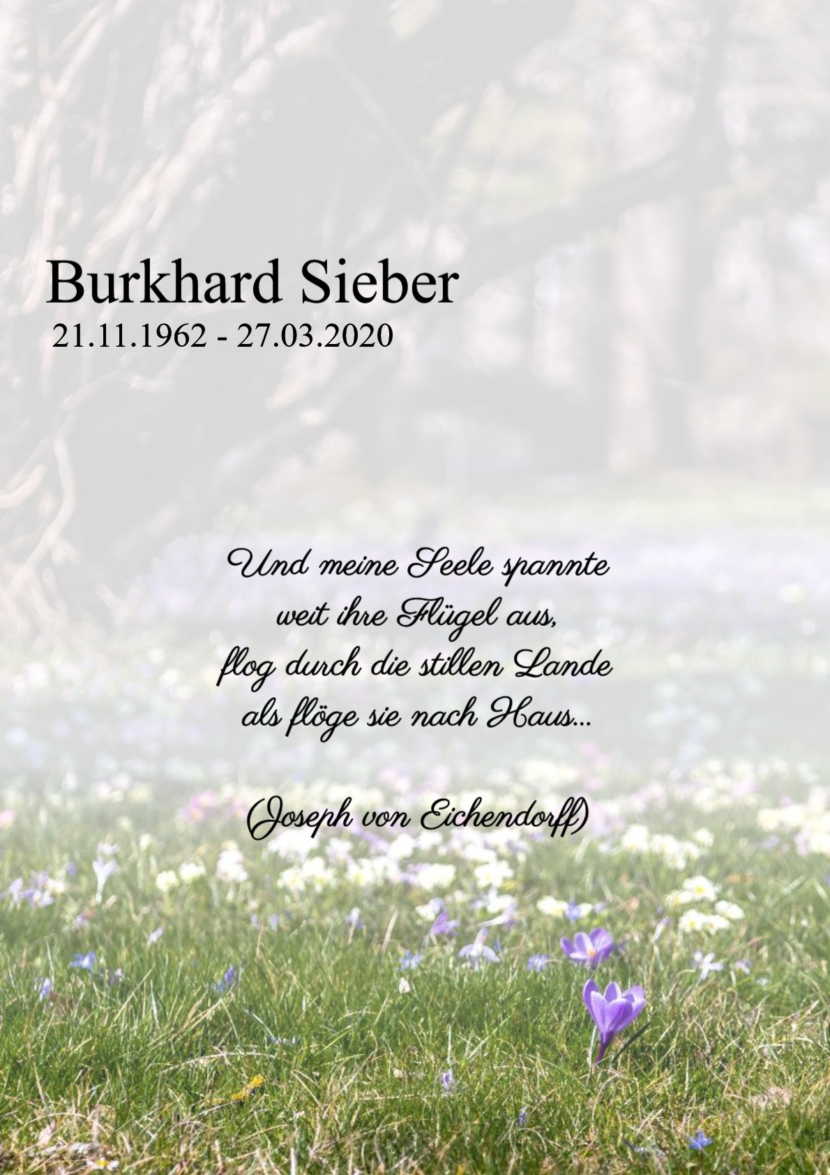 Traueranzeige von Burkhard Sieber