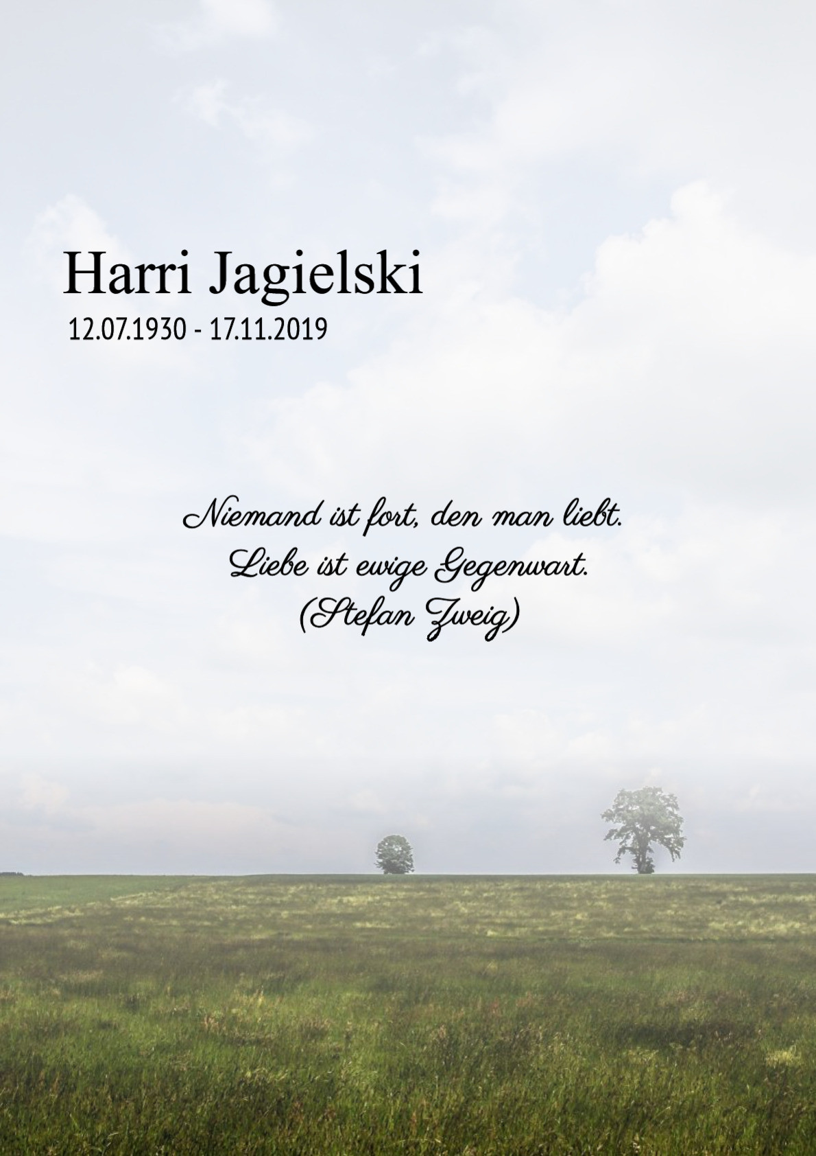 Traueranzeige von Harri Jagielski