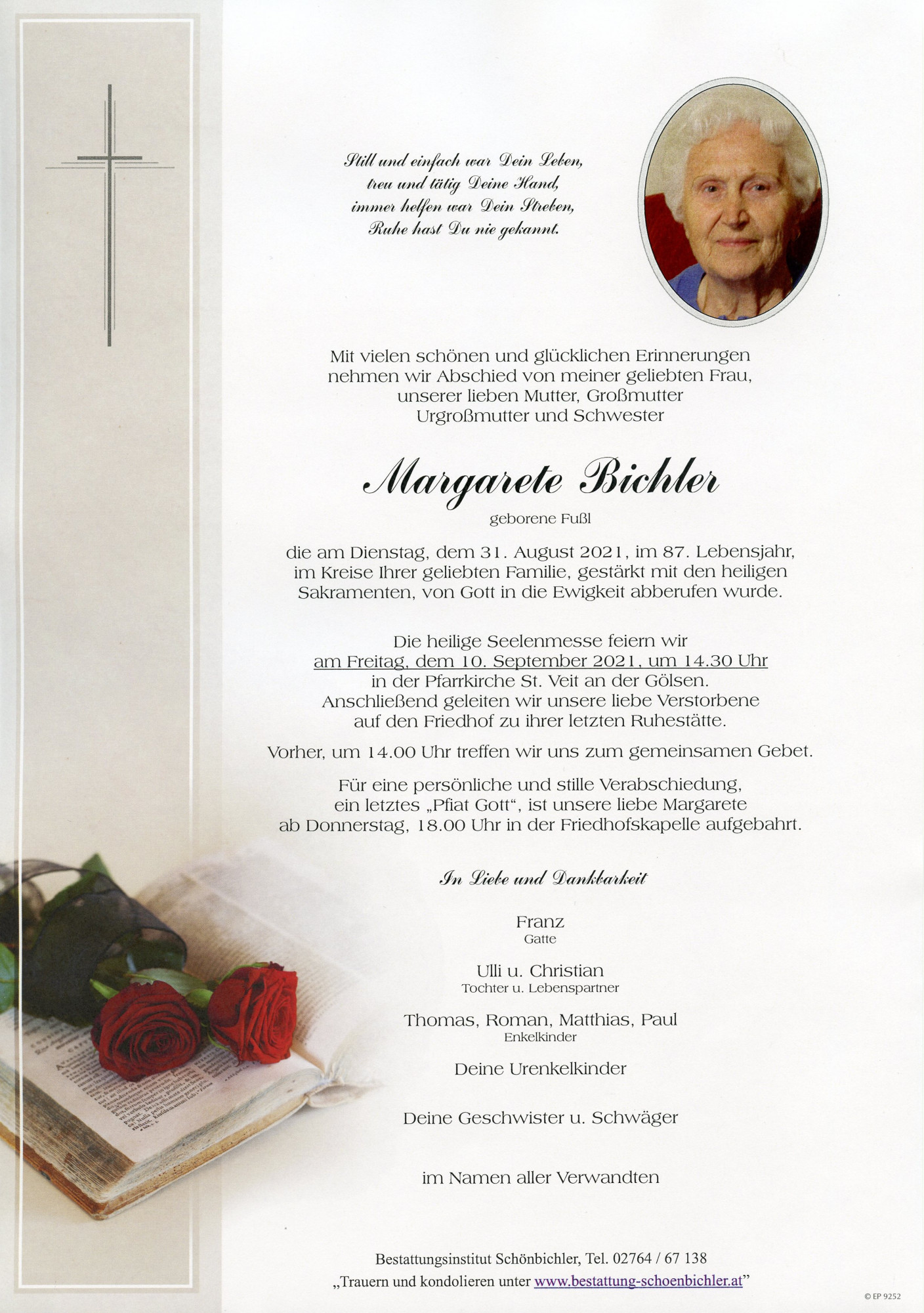 Traueranzeige von Margarete Bichler