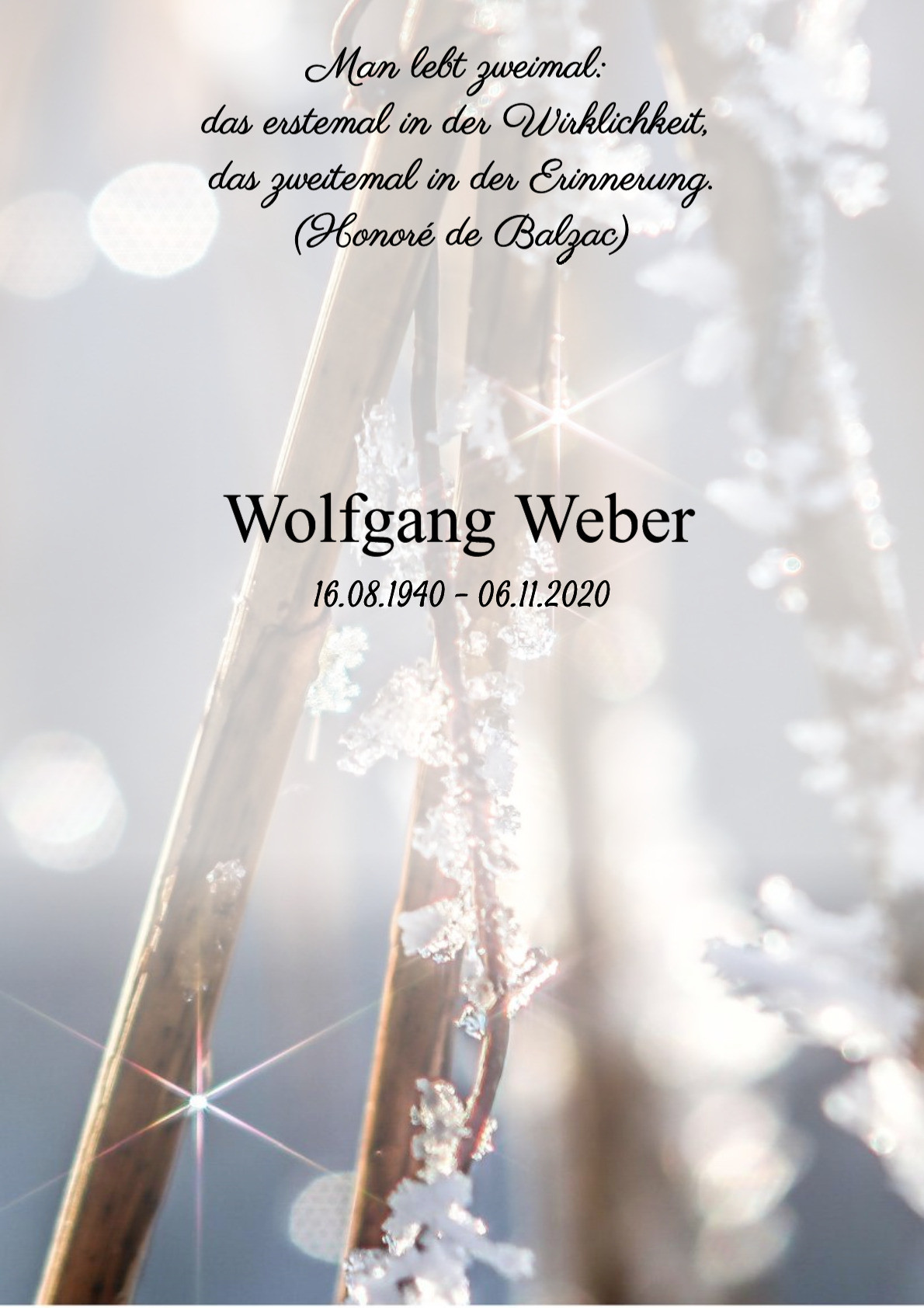 Traueranzeige von Wolfgang Weber
