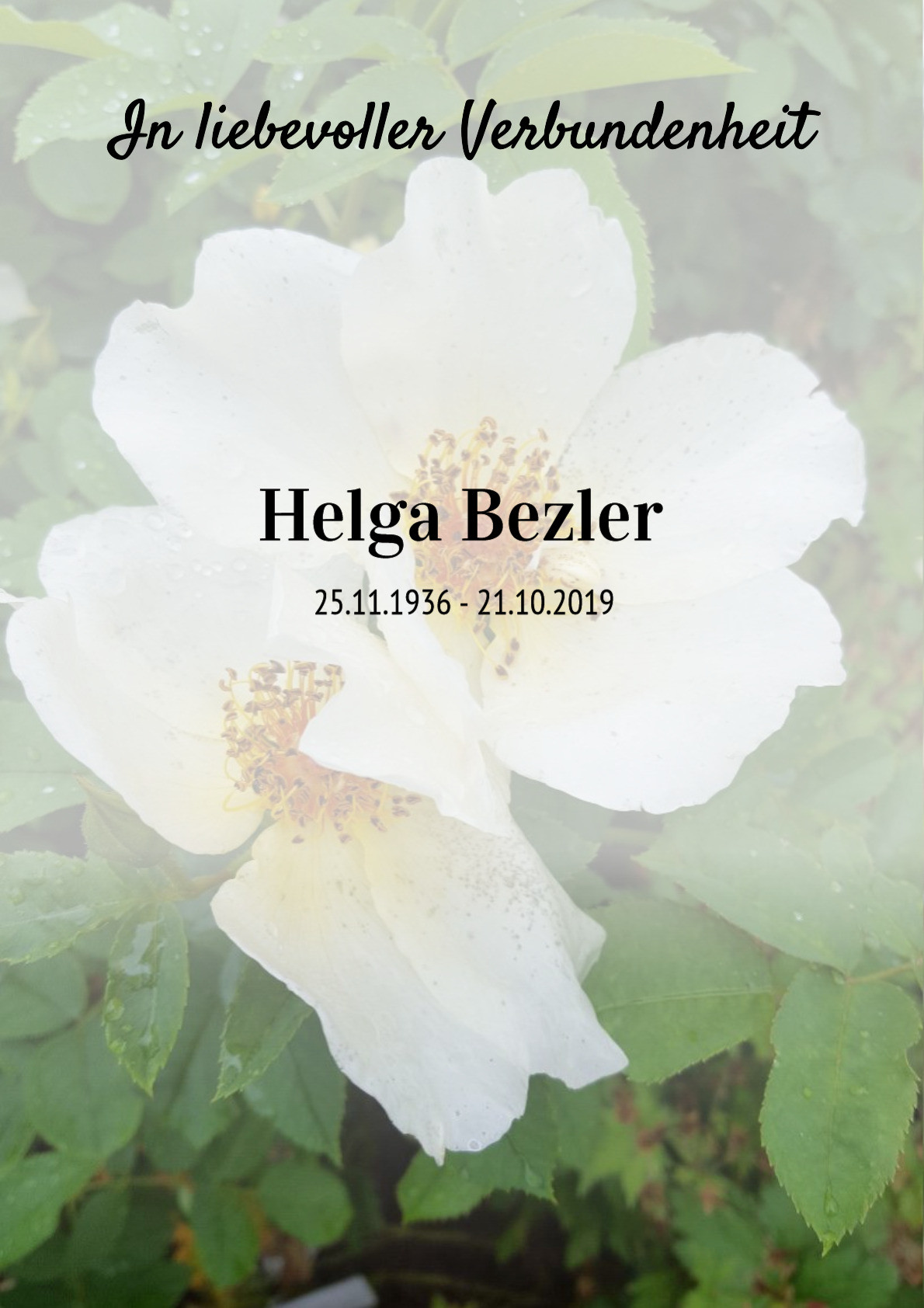 Traueranzeige von Helga Bezler