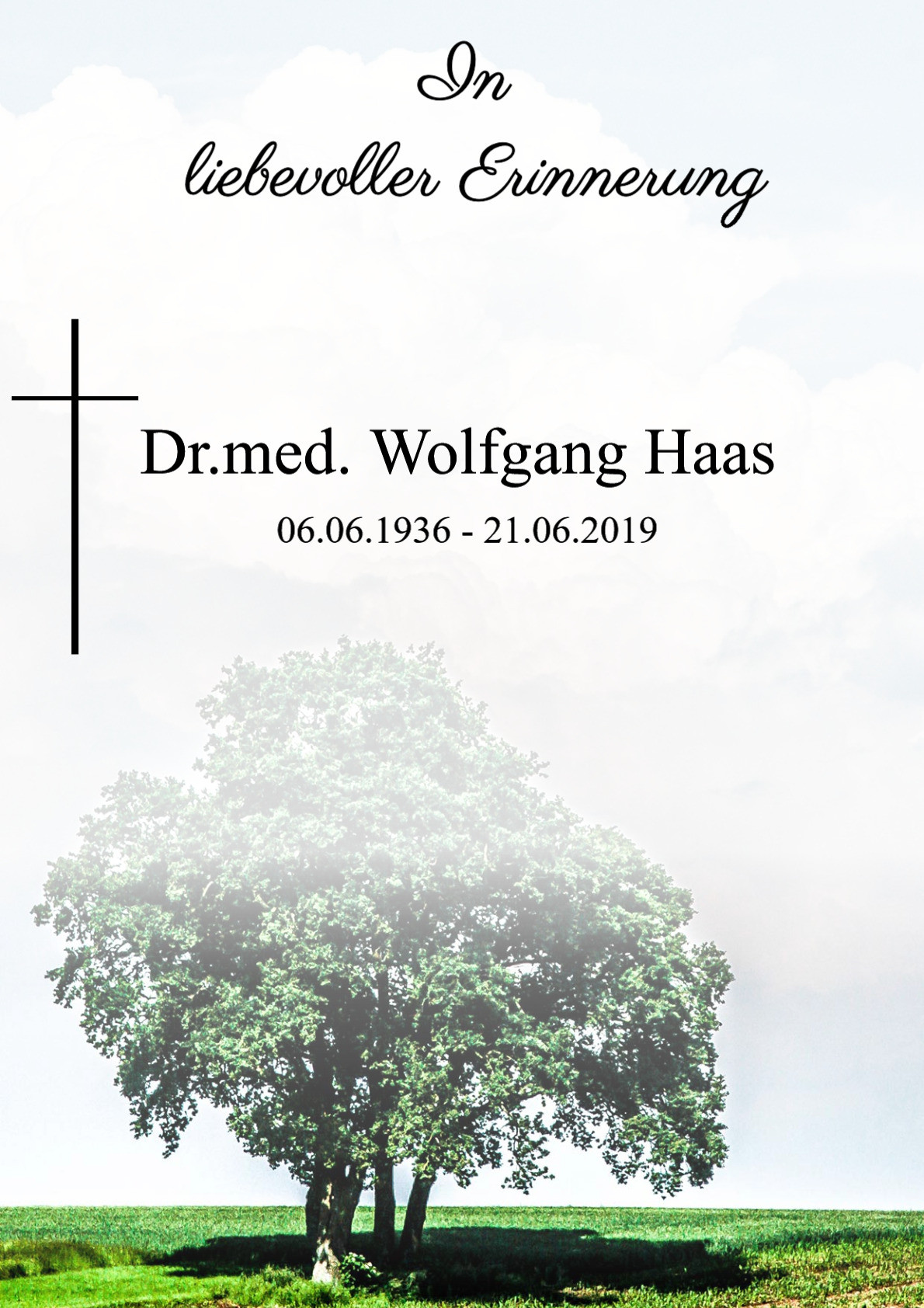 Traueranzeige von Dr.med. Wolfgang Haas