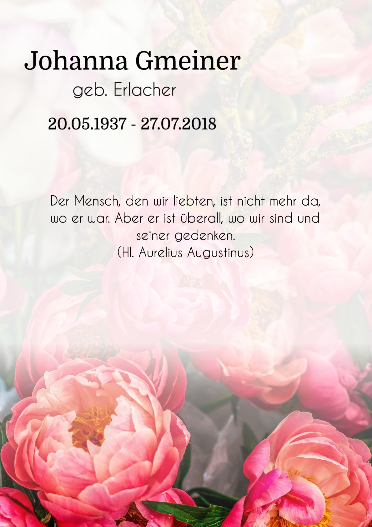 Traueranzeige von Johanna Gmeiner