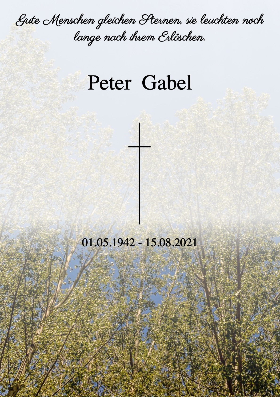 Traueranzeige von Peter Gabel