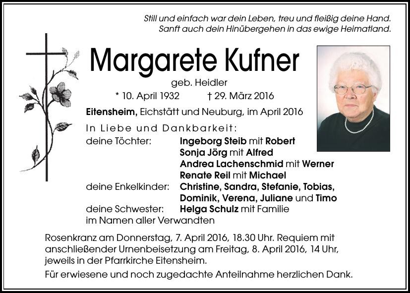 Traueranzeige von Margarete Kufner