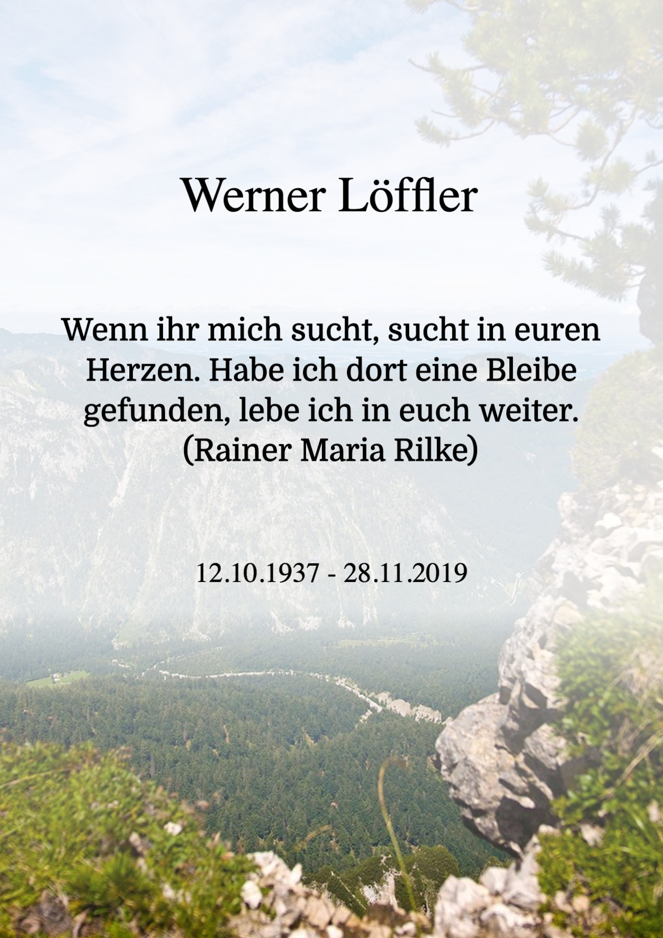 Traueranzeige von Werner Löffler
