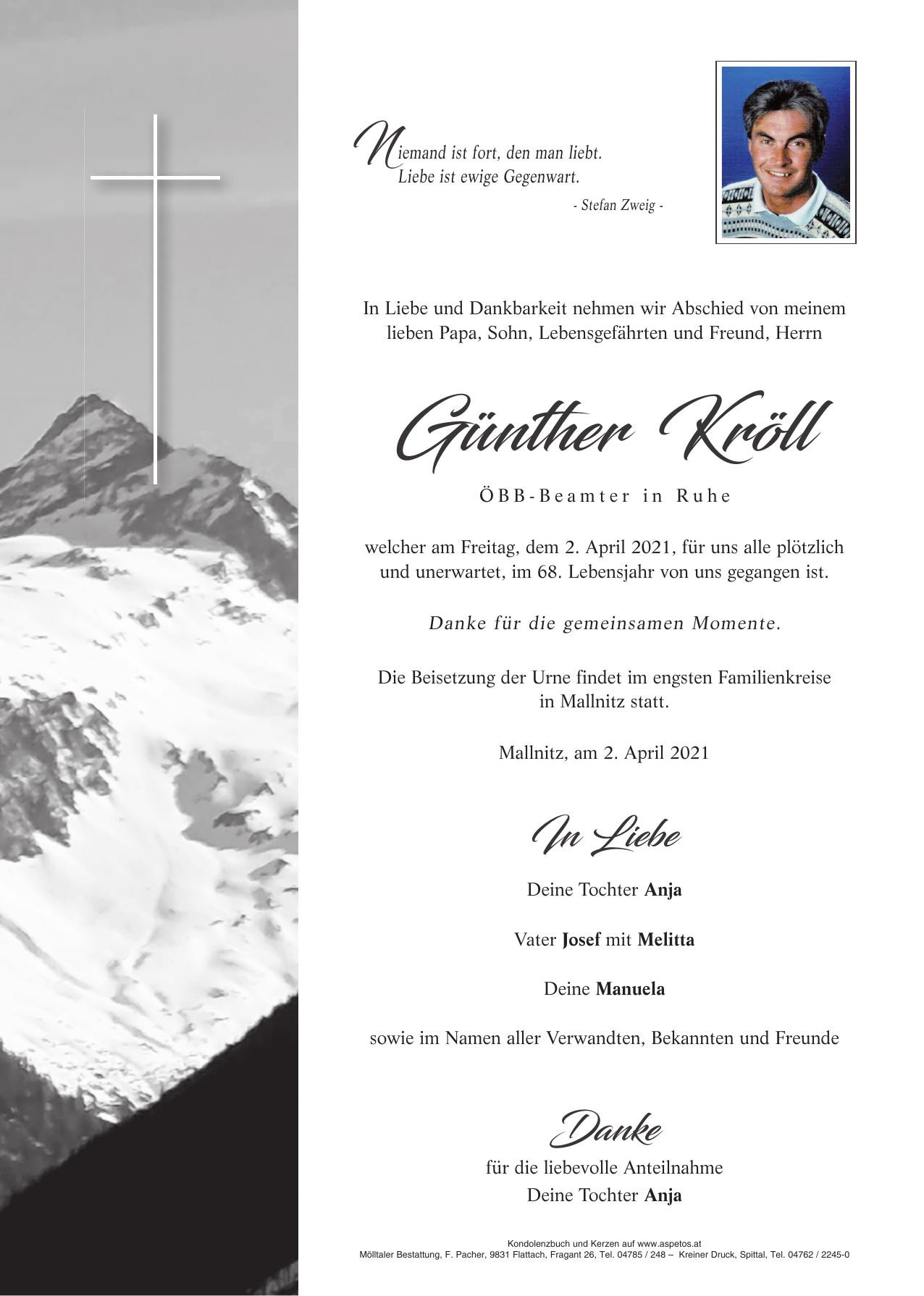 Traueranzeige von Günther Kröll