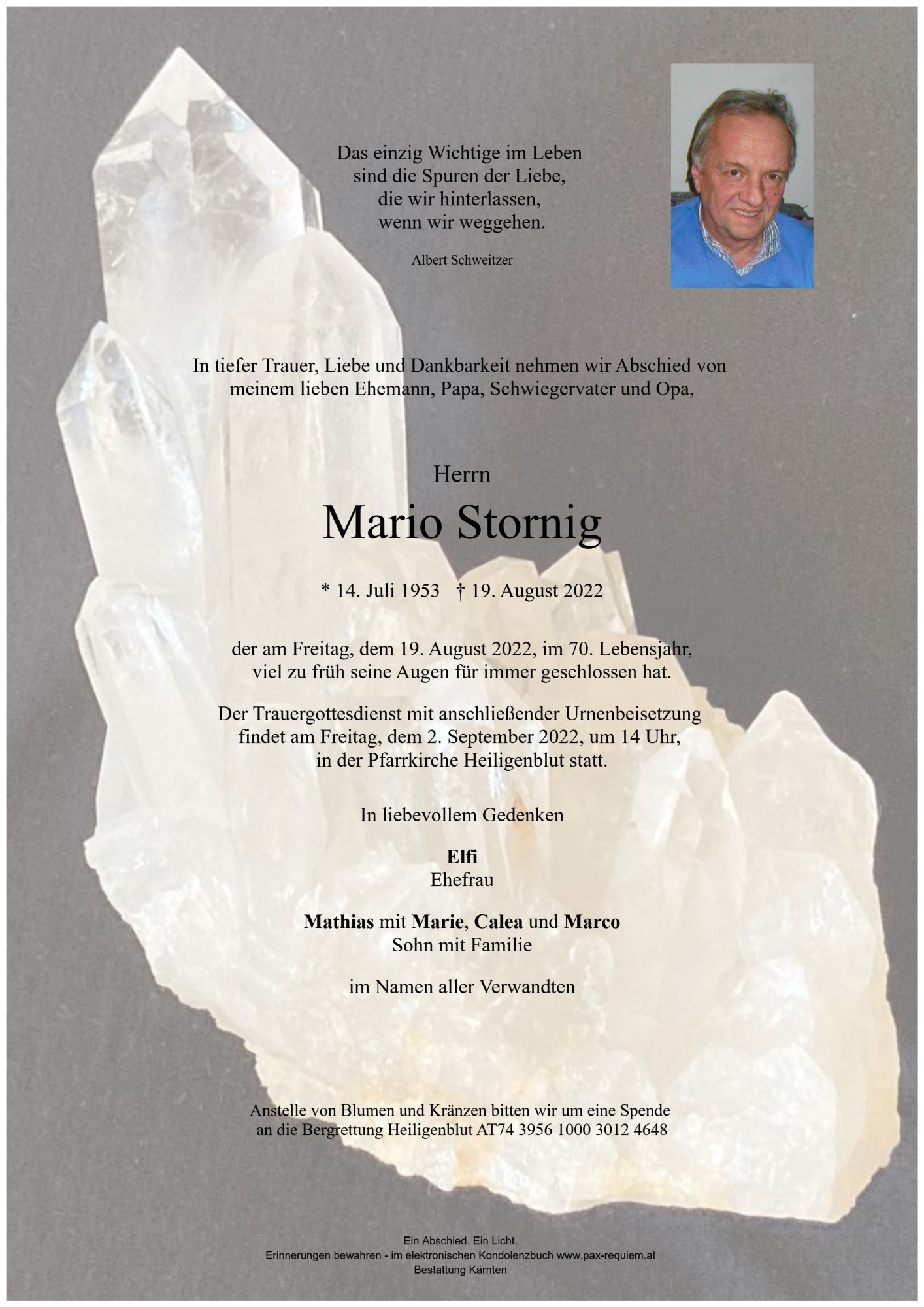 Traueranzeige von Mario Stornig