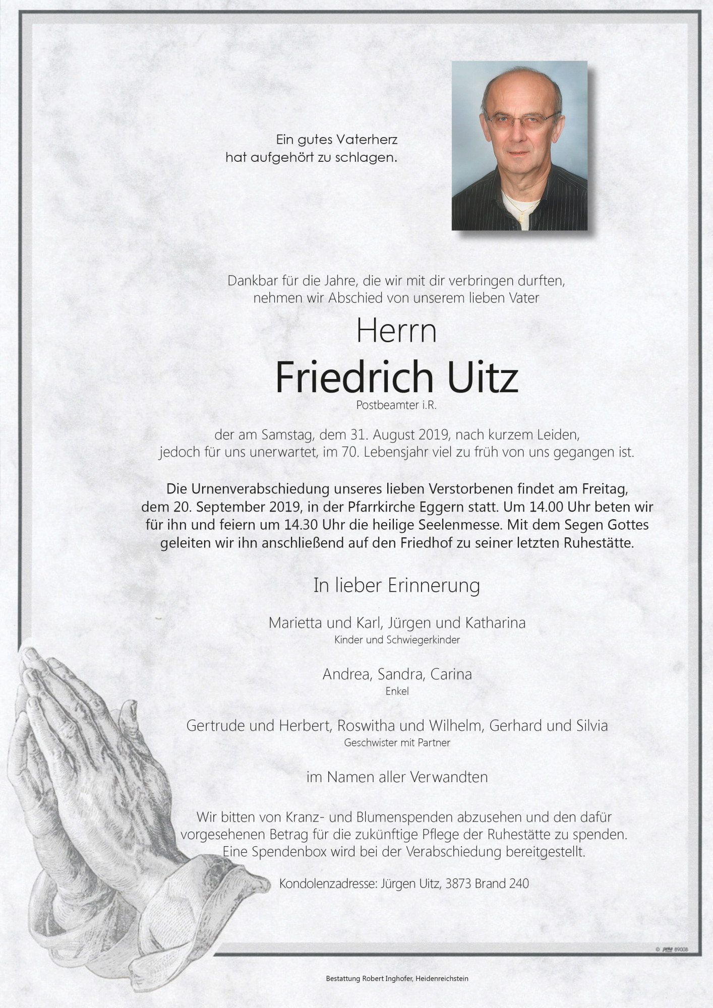 Traueranzeige von Friedrich Uitz