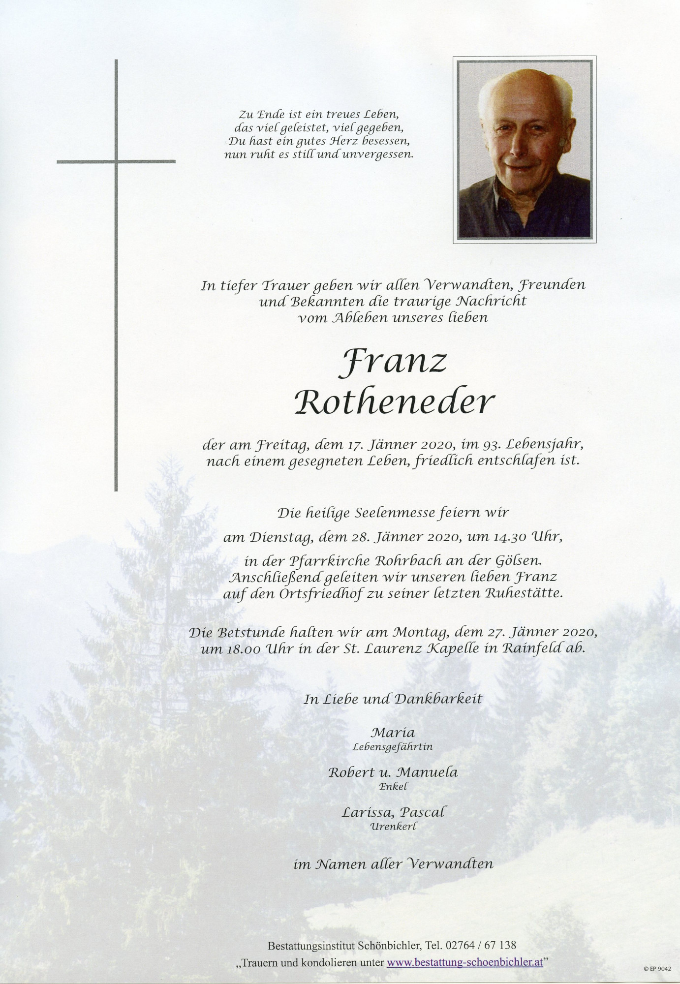 Traueranzeige von Franz Rotheneder
