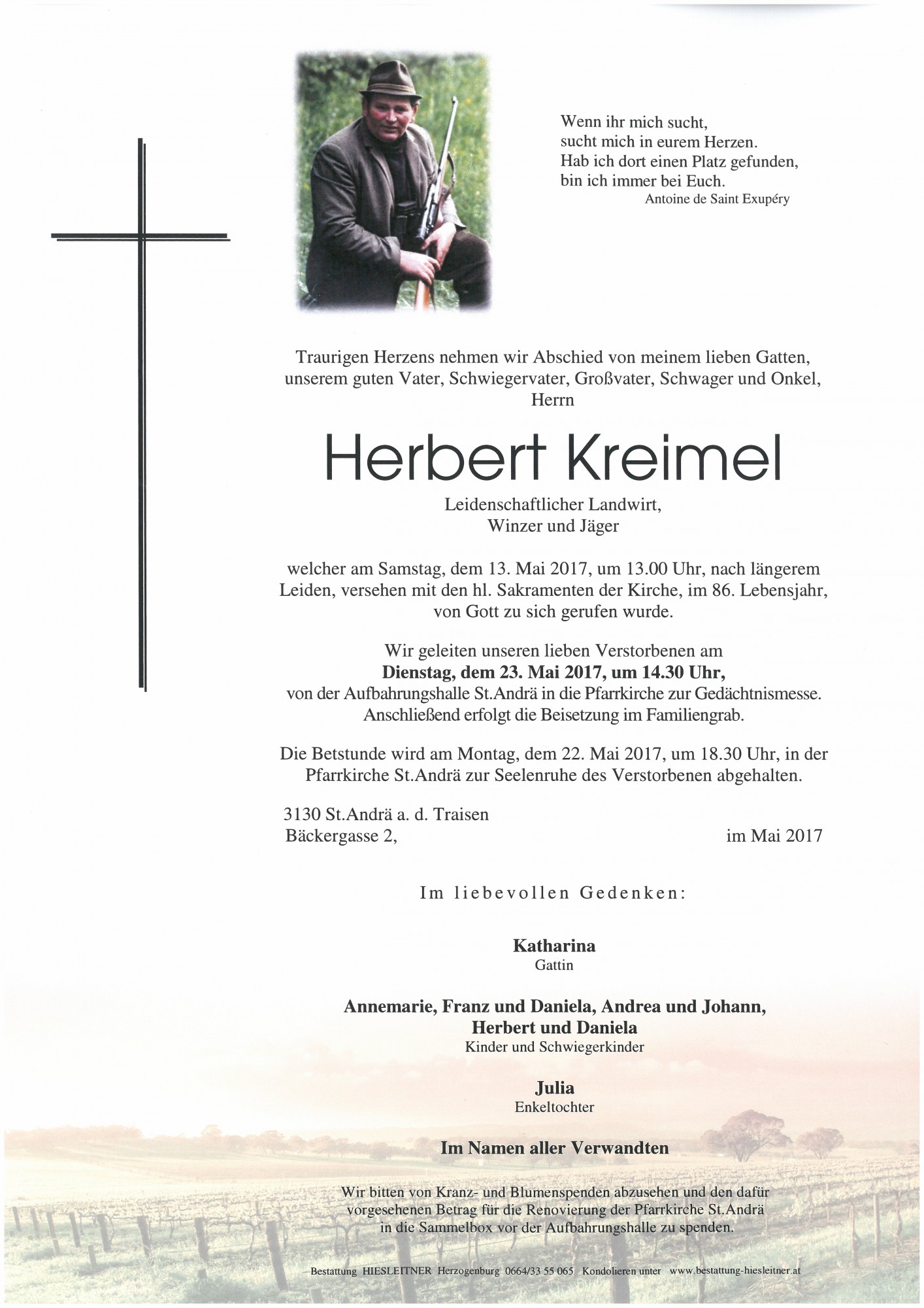 Traueranzeige von Herbert Kreimel