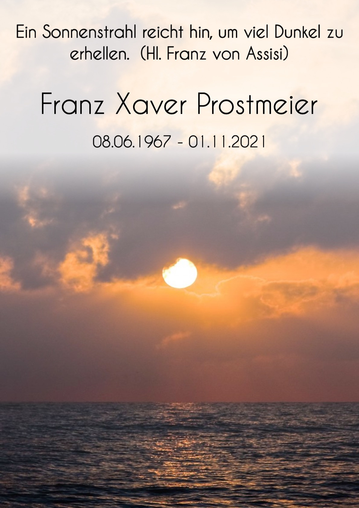 Traueranzeige von Franz Xaver Prostmeier