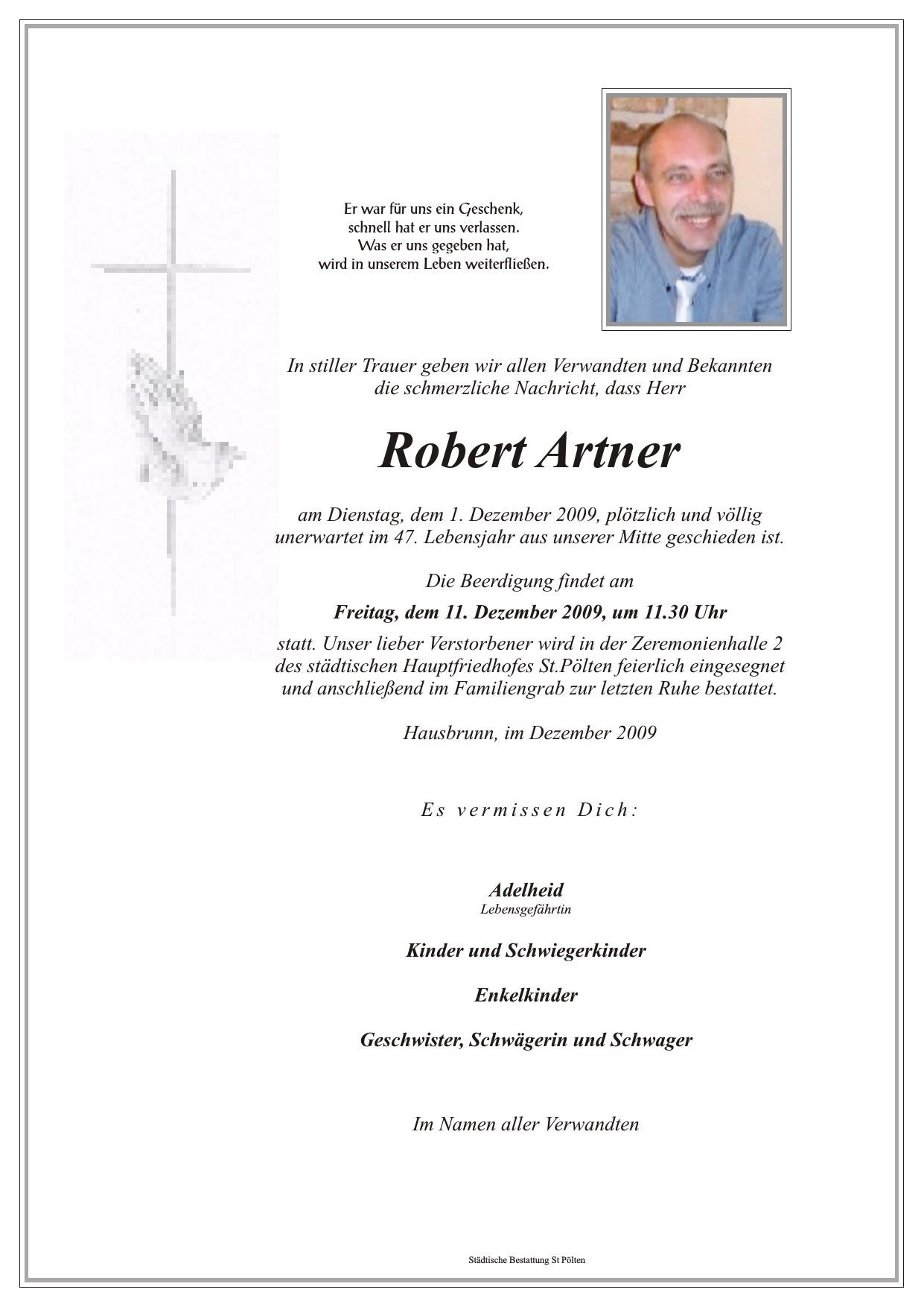 Traueranzeige von Robert Artner