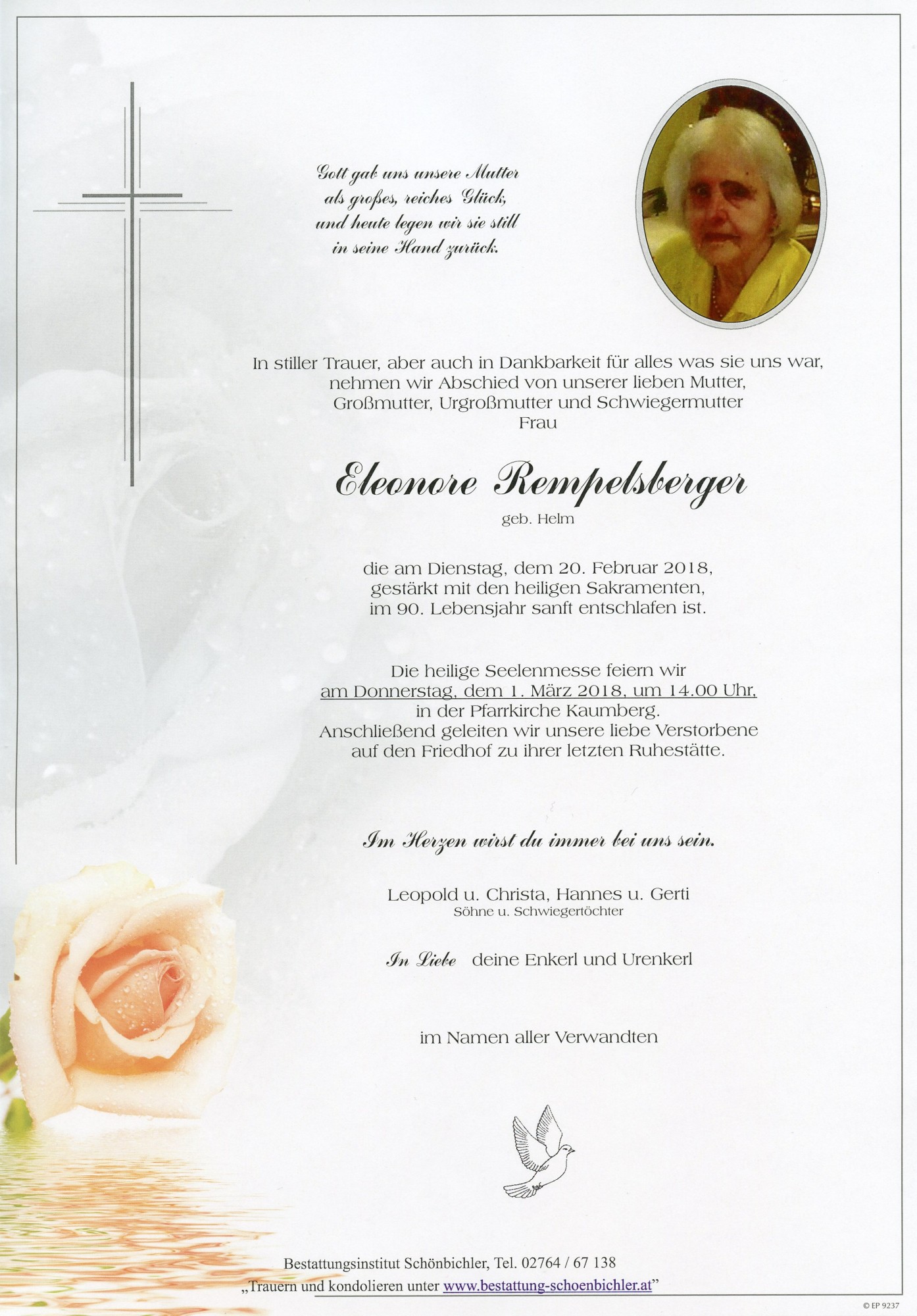 Traueranzeige von Eleonore Rempelsberger