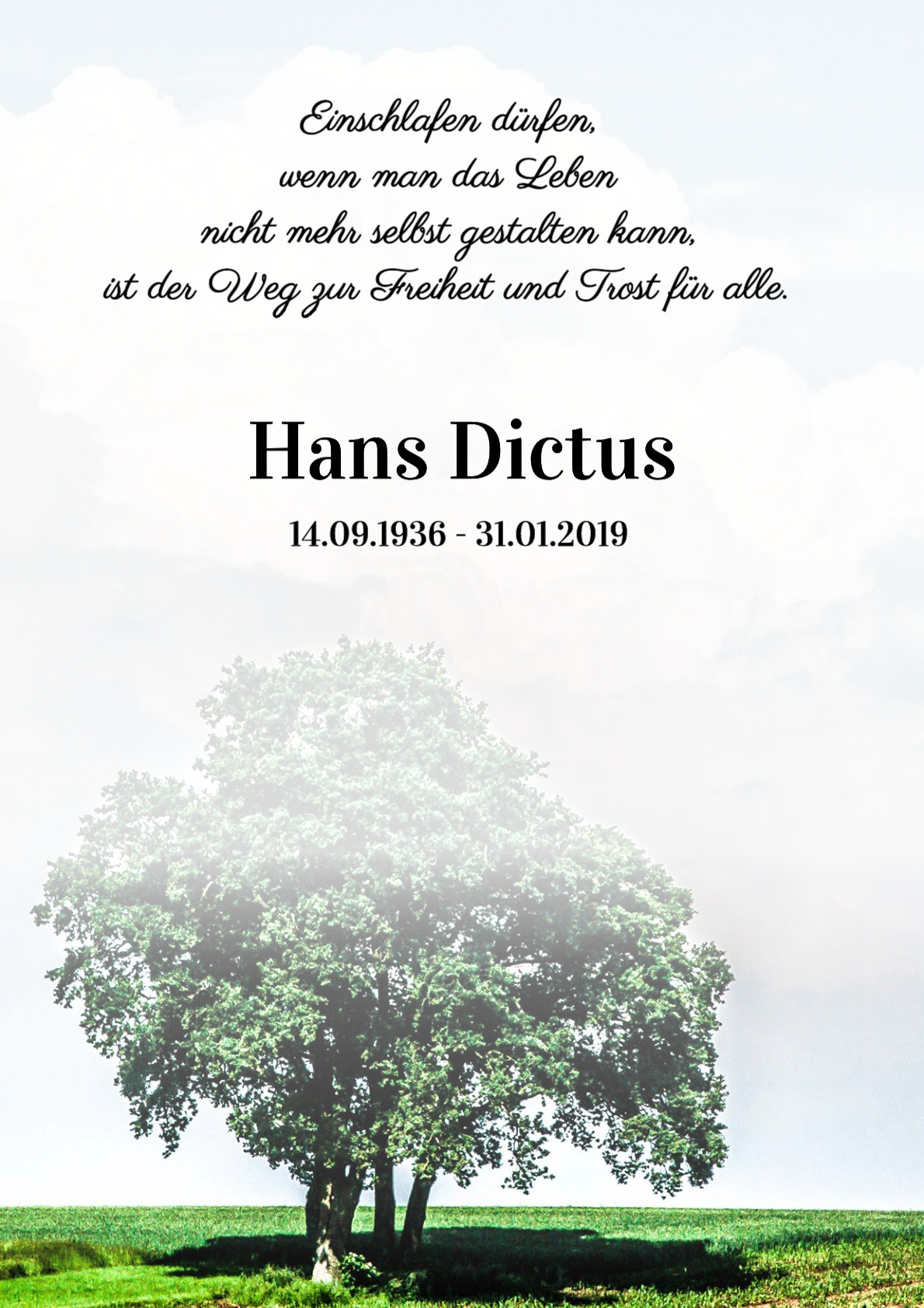 Traueranzeige von Hans Dictus