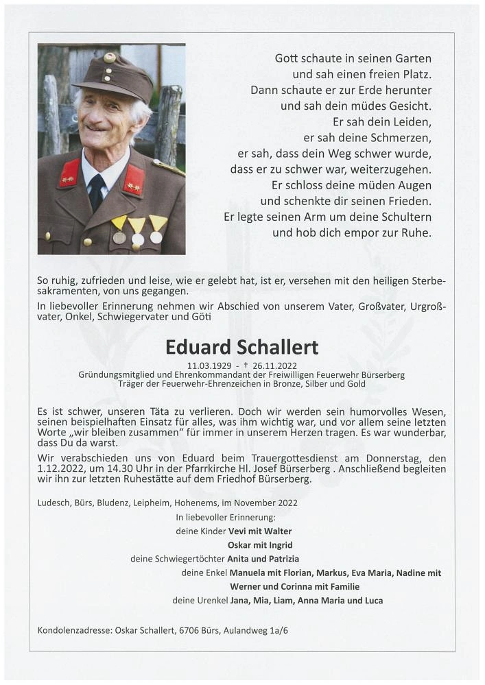 Traueranzeige von Eduard Schallert